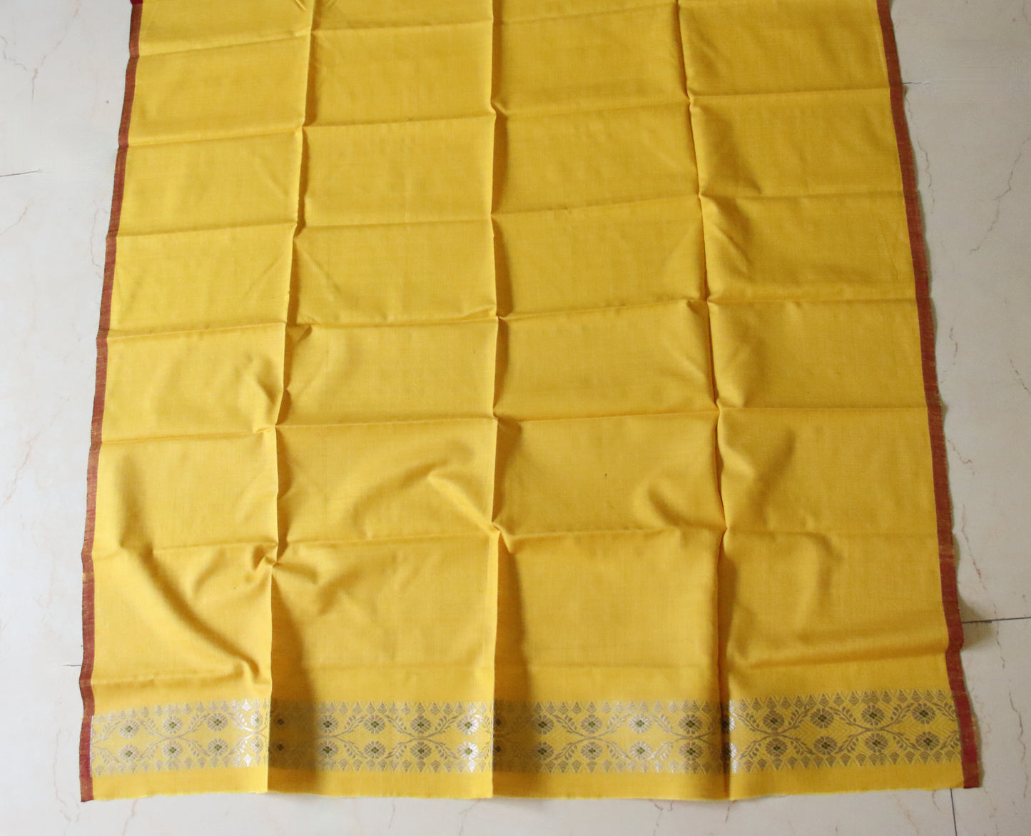 Yellow Narural Dyed Eri Silk Traditional Mekhela Chador Set from Assam
