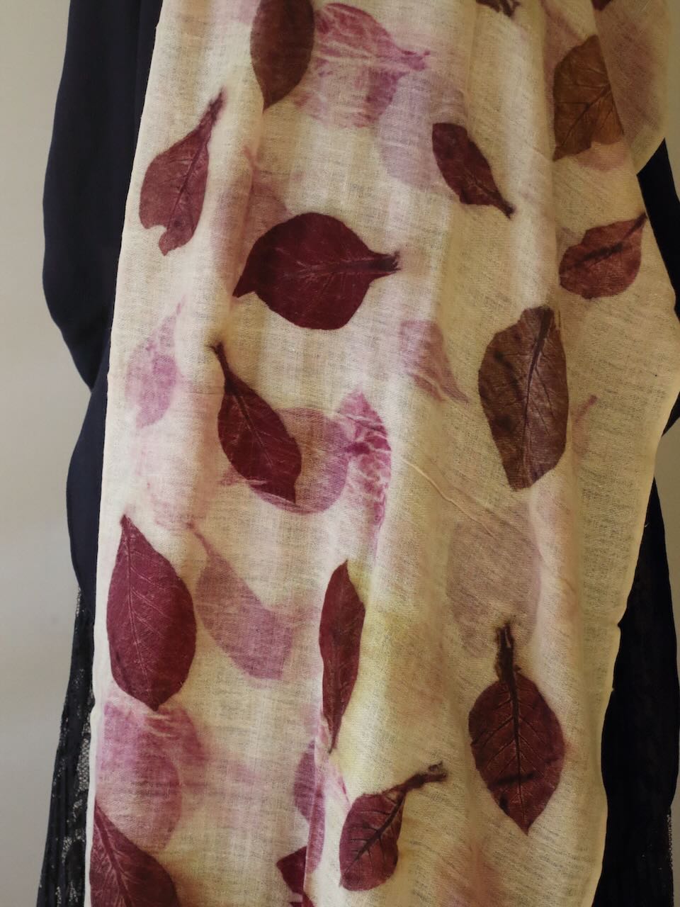 Eco Printed Handwoven Eri Silk Scarf / Muffler from Assam