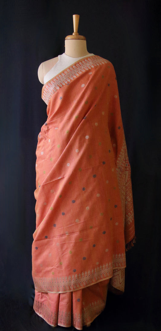 Natural Dyed Handloom Eri Silk Sari from Assam ,