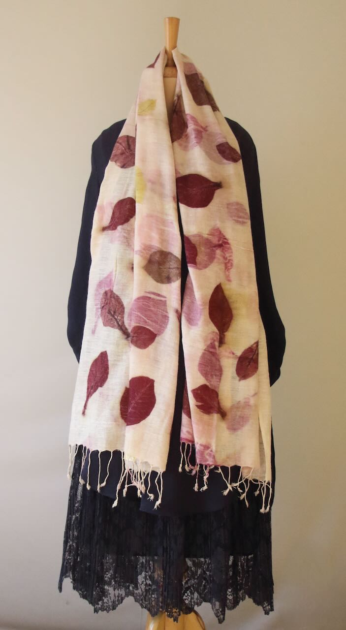 Eco Printed Handwoven Eri Silk Scarf / Muffler from Assam