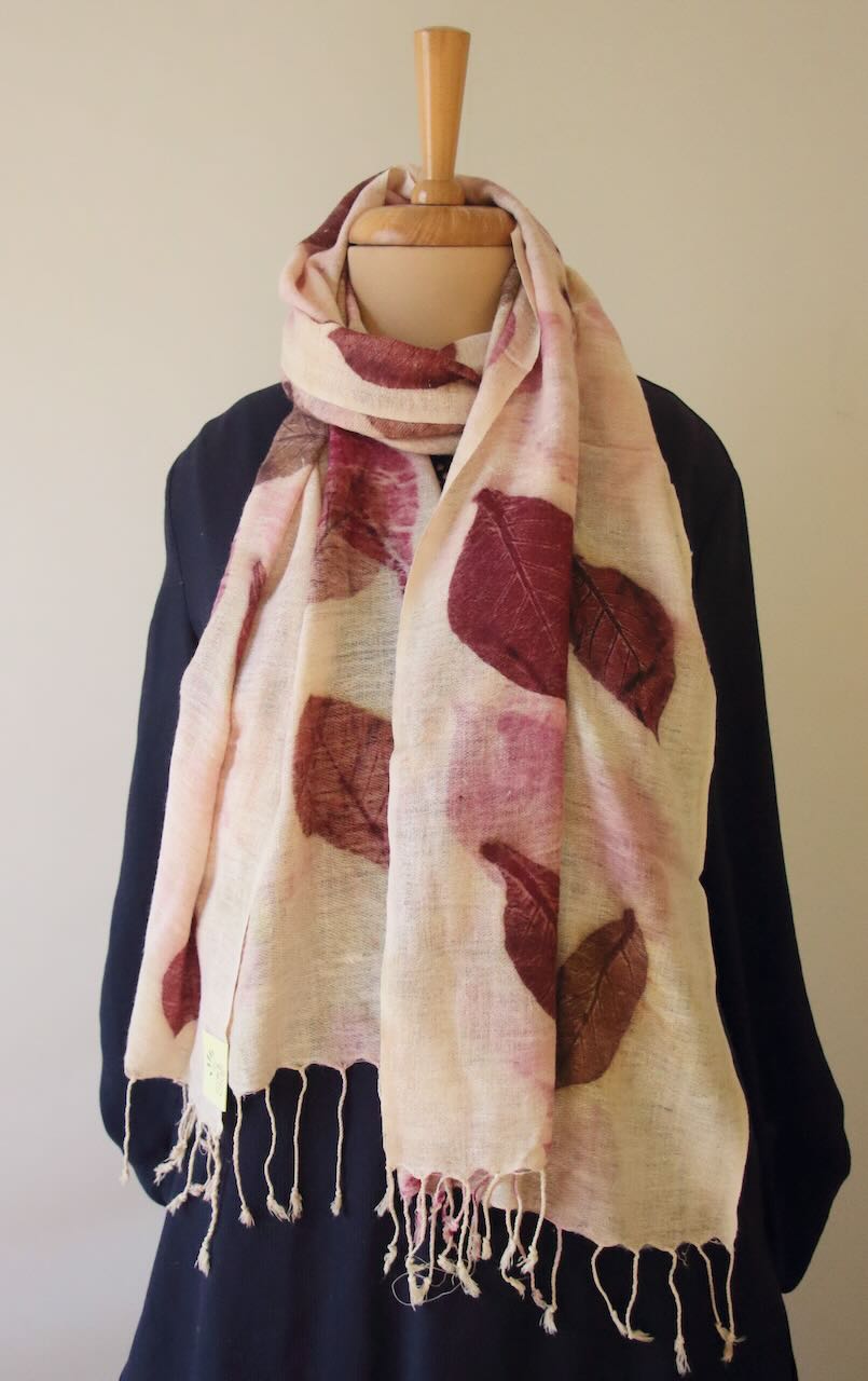 Eco Printed Handwoven Eri Silk Scarf / Muffler from Assam