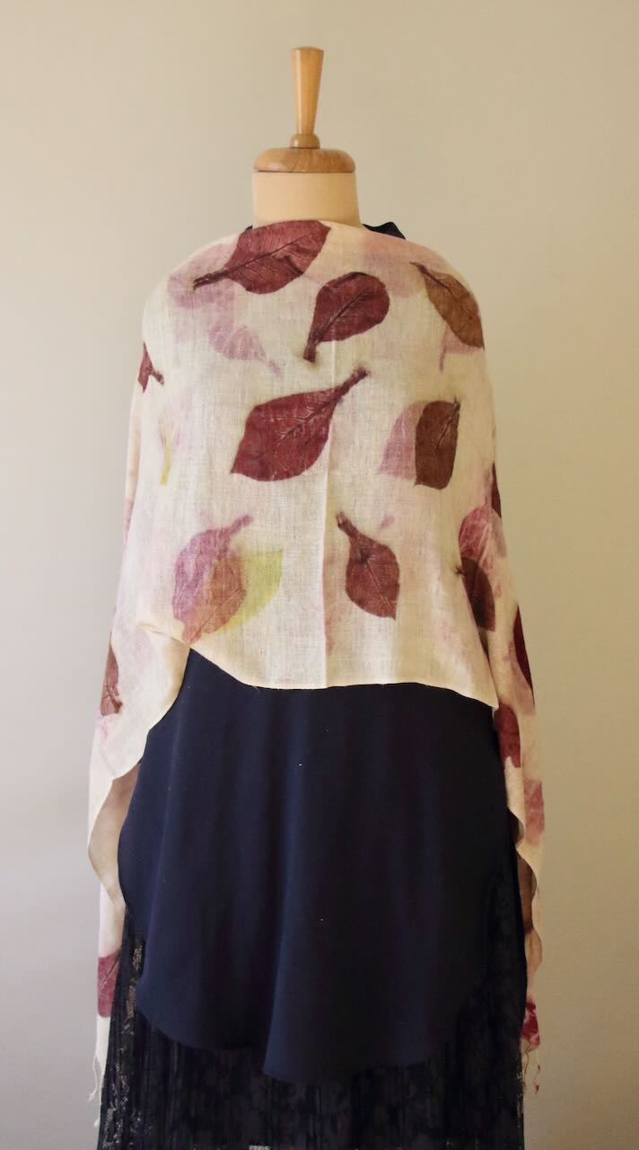 Eco Printed Handwoven Eri Silk Scarf / Muffler from Assam