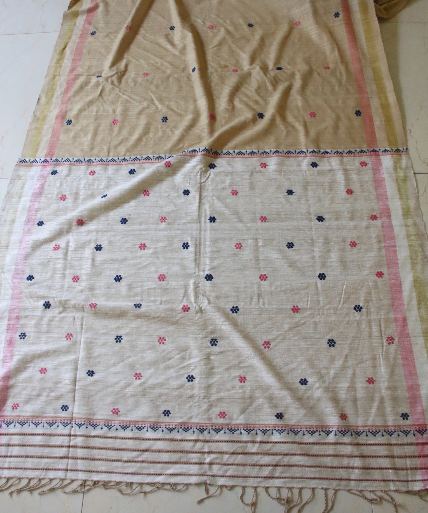 Handwoven Natural Dyed Eri Silk Sari from Assam