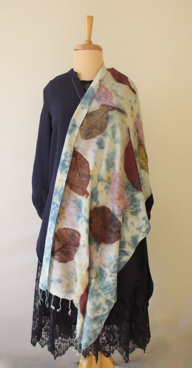 Eco Printed Handwoven Eri Silk Scarf / Muffler from Assam