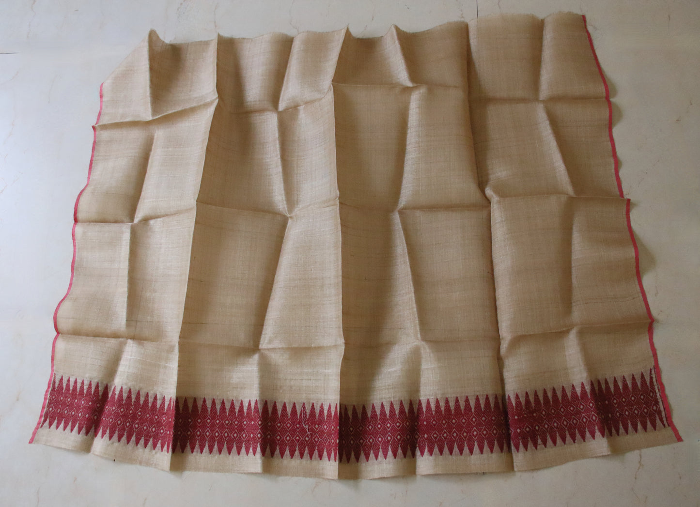 Muga Silk Saree with natural dyed Eri Silk motifs from Assam