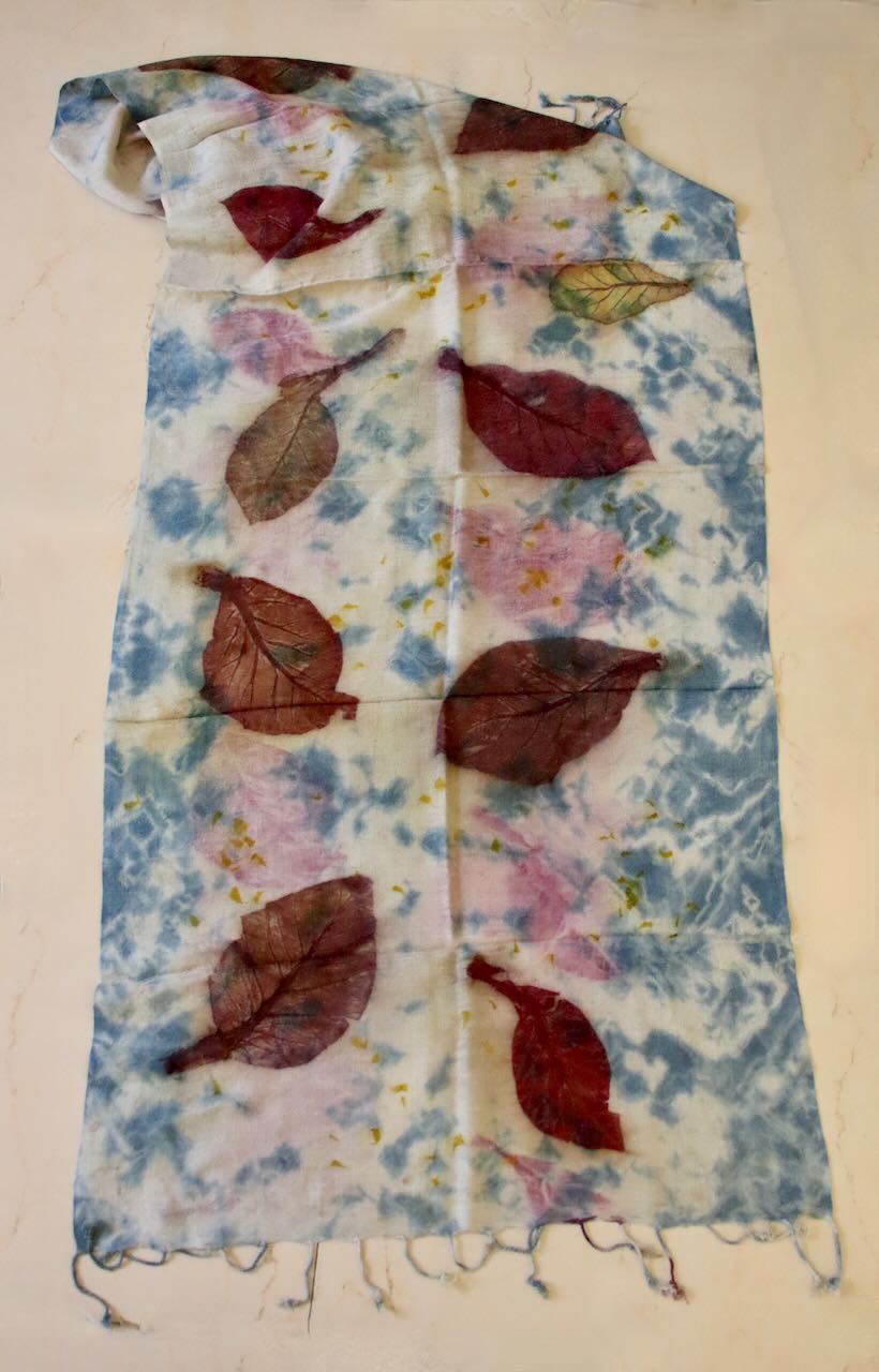 Eco Printed Handwoven Eri Silk Scarf / Muffler from Assam