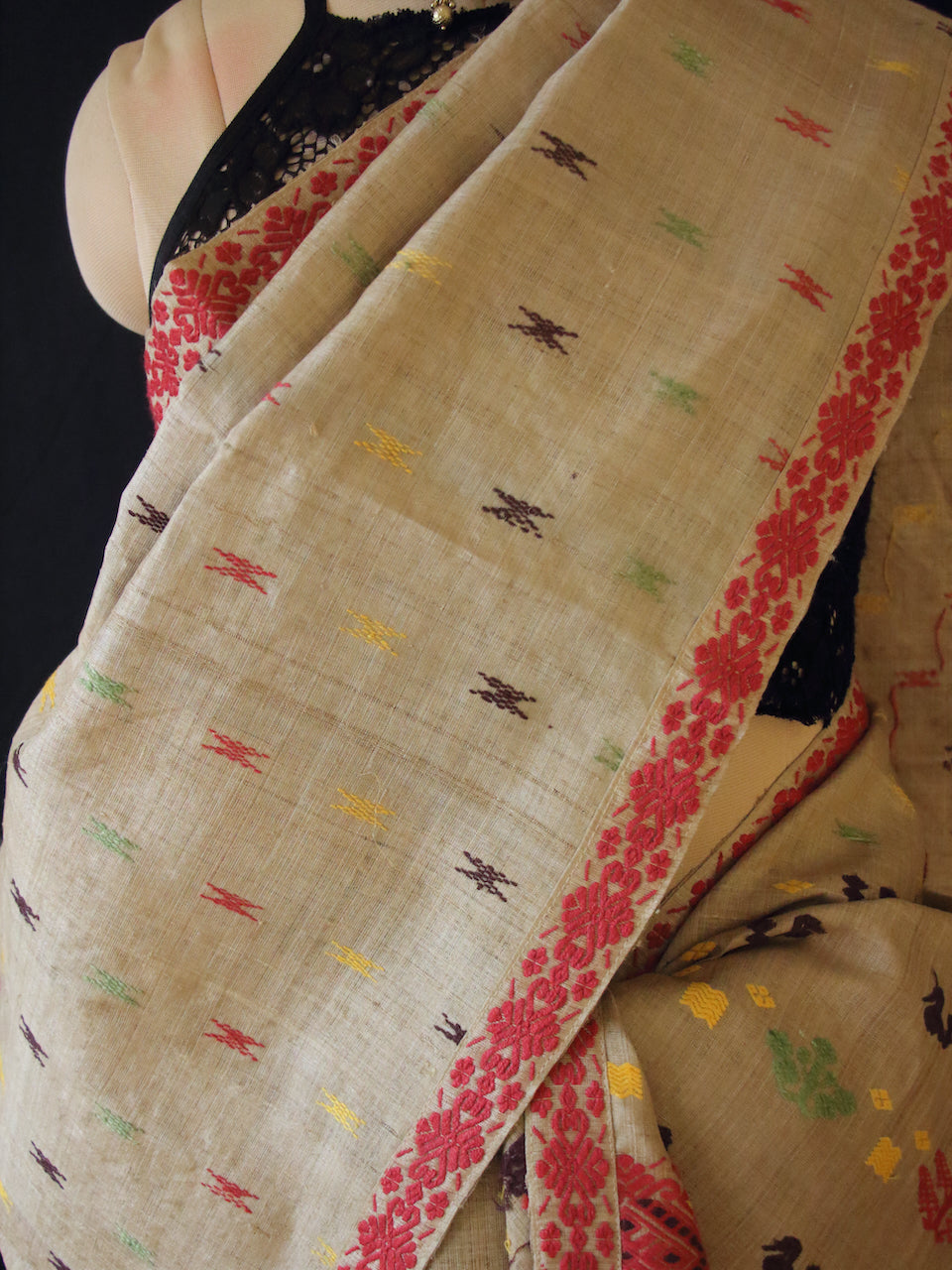Authentic Muga Silk Traditional Design Mekhela Chador Set