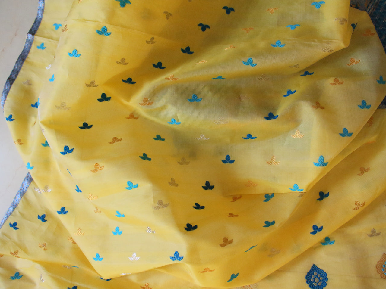 Yellow Mulberry Silk Mekhla Chador Set