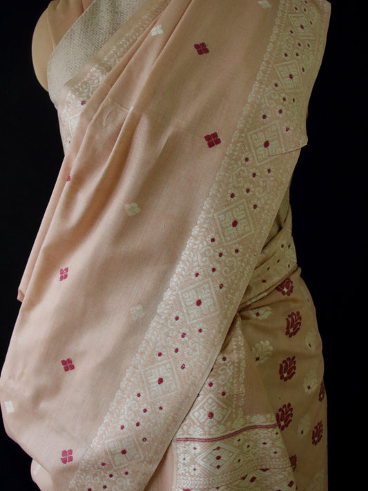 Natural Dyed Eri Silk Mekhela Chador Set from Assam