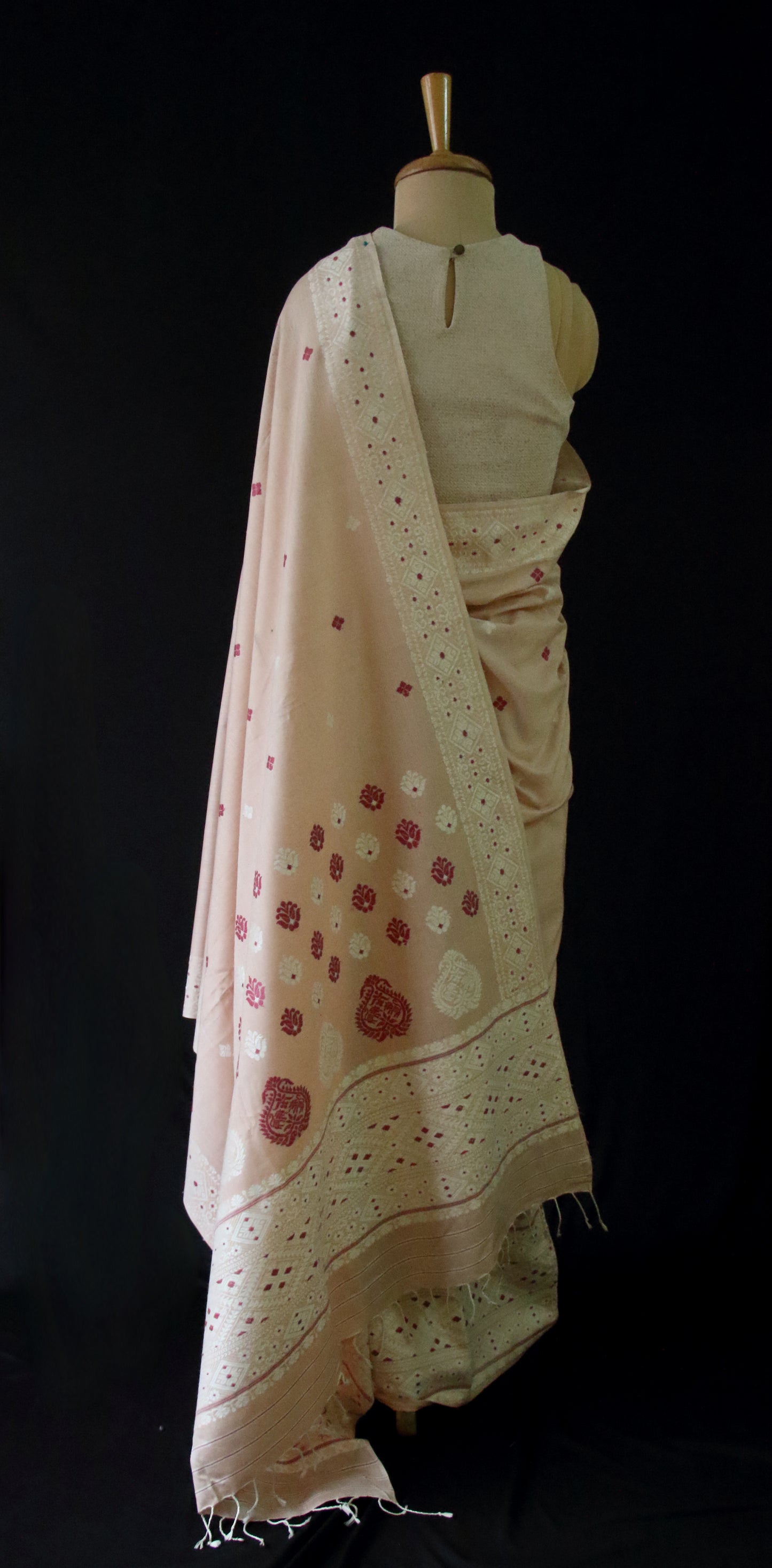 Natural Dyed Eri Silk Mekhela Chador Set from Assam