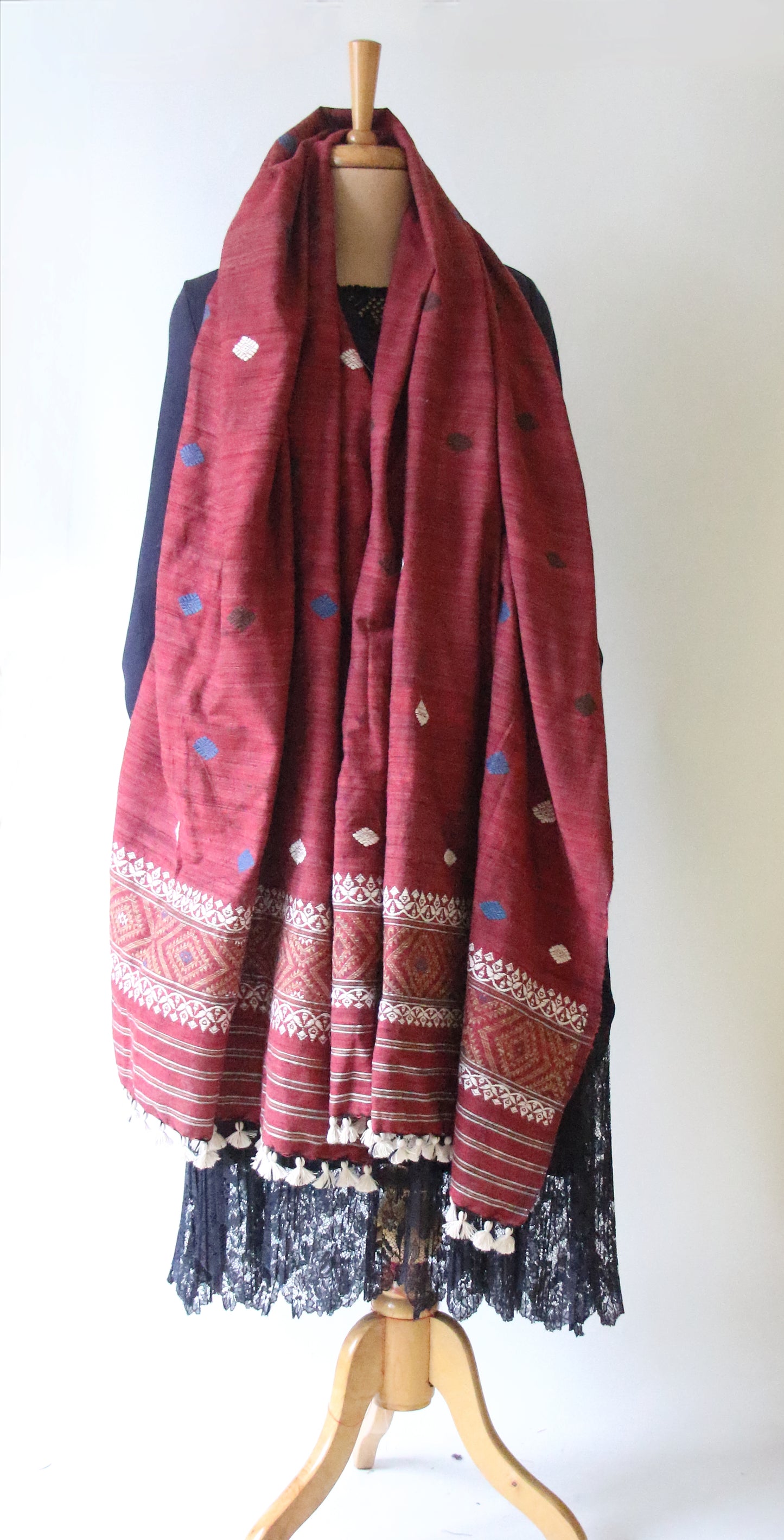 Handwoven Natural Dyed Hand Spun Eri Silk Shawl From Assam