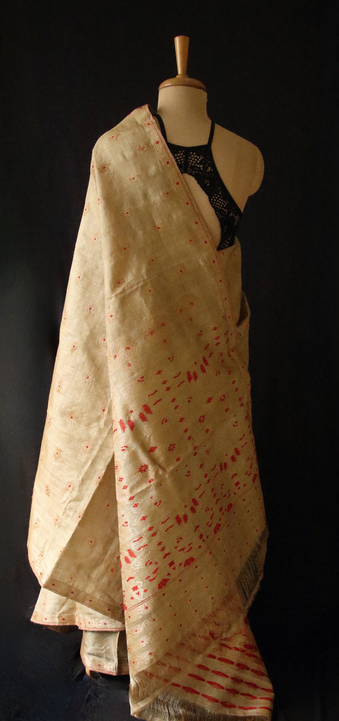 Handloom Traditional Design Muga Silk Saree from Assam