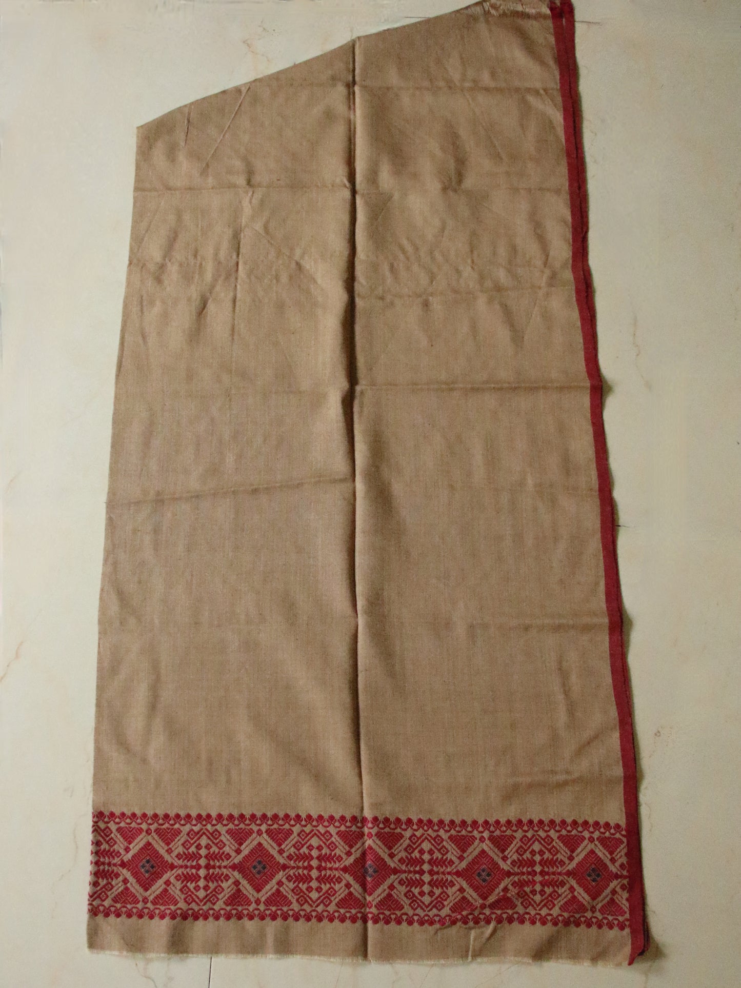 Beige Narural Dyed Eri Silk Traditional Mekhela Chador Set from Assam - Order Only