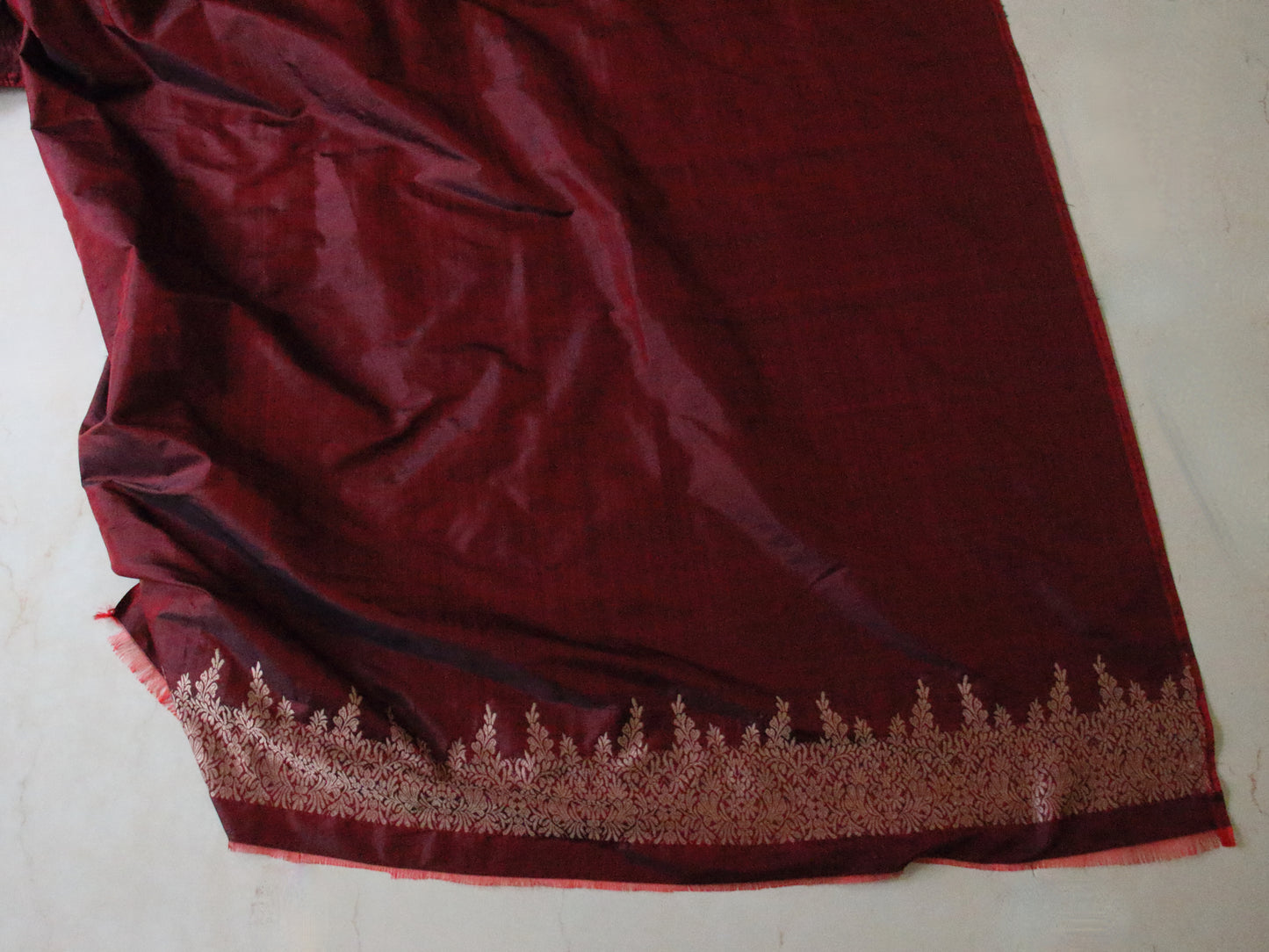 Maroon Colour Handloom Mulberry Silk Saree from Assam