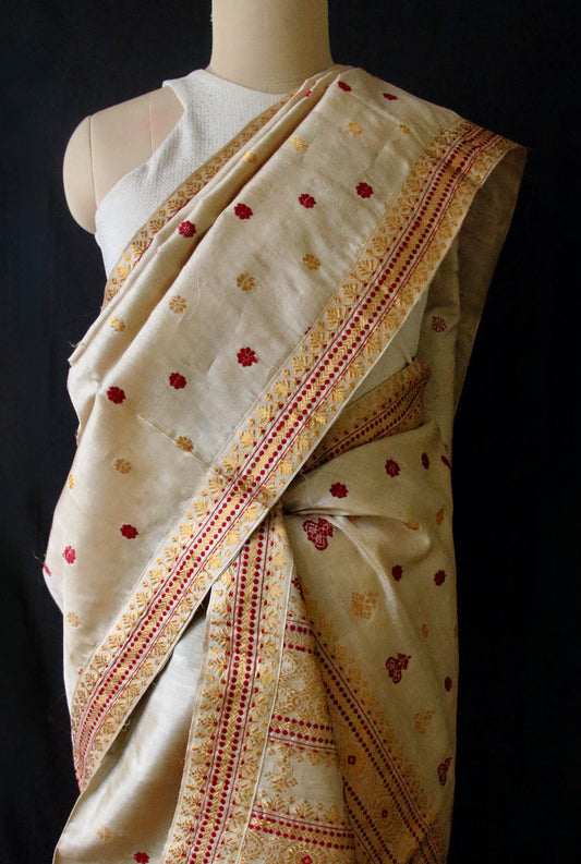 Tassar Silk Handloom Traditional Mekhla Chador Set from Assam