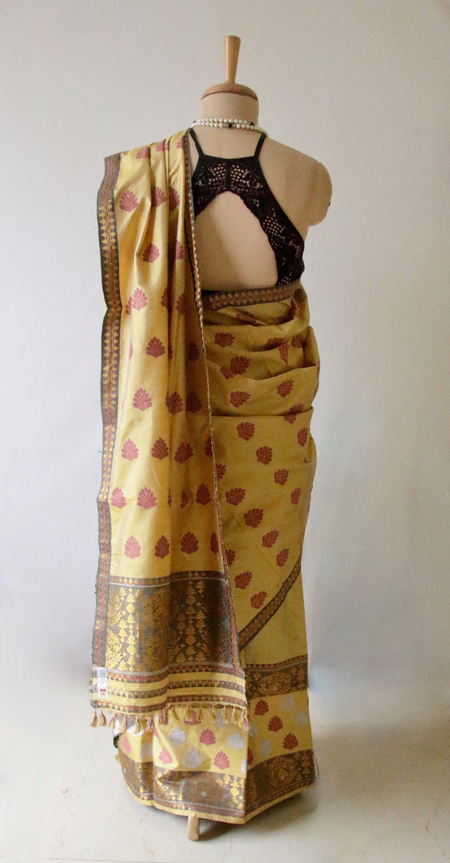 Mud Yellow Colour  Mulberry Silk Mekhela Chador Set
