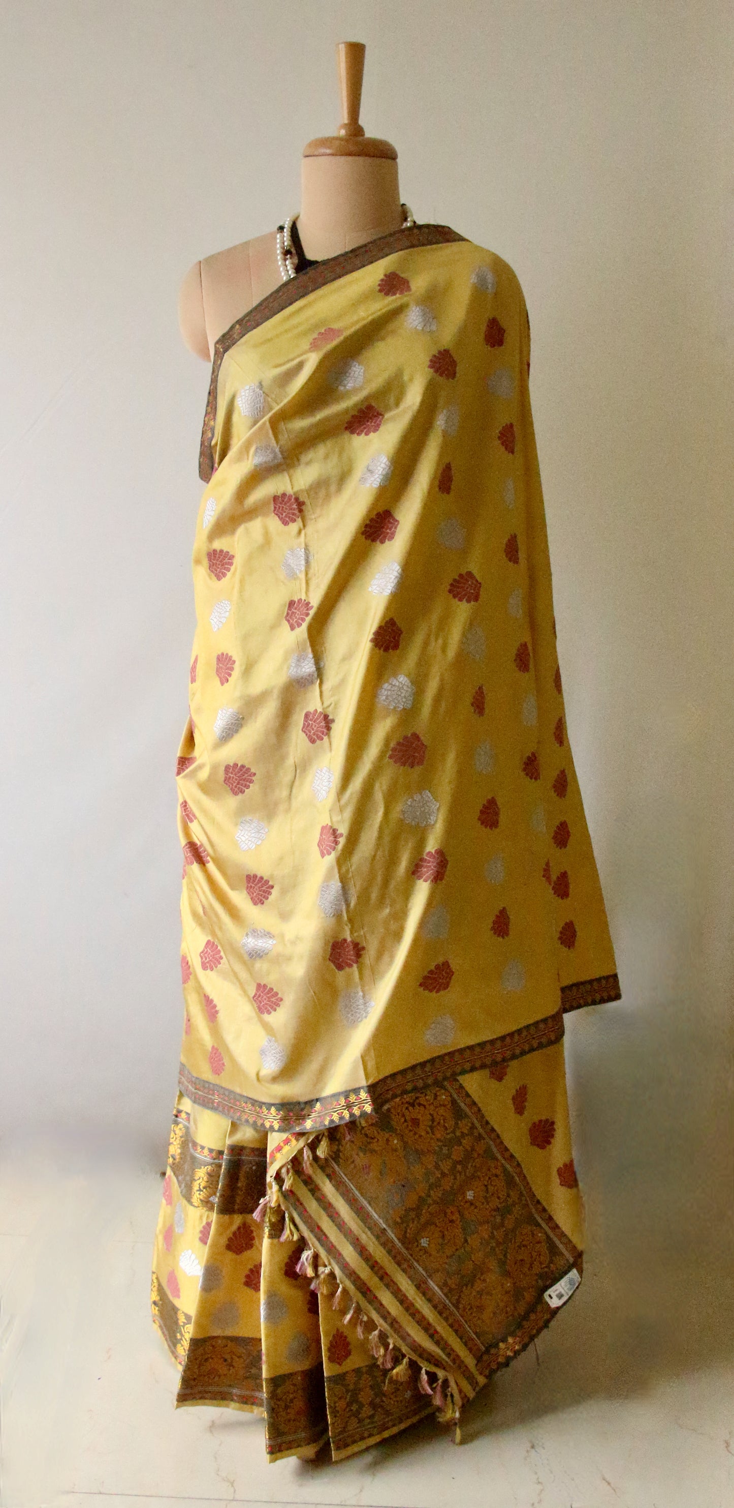 Mud Yellow Colour  Mulberry Silk Mekhela Chador Set