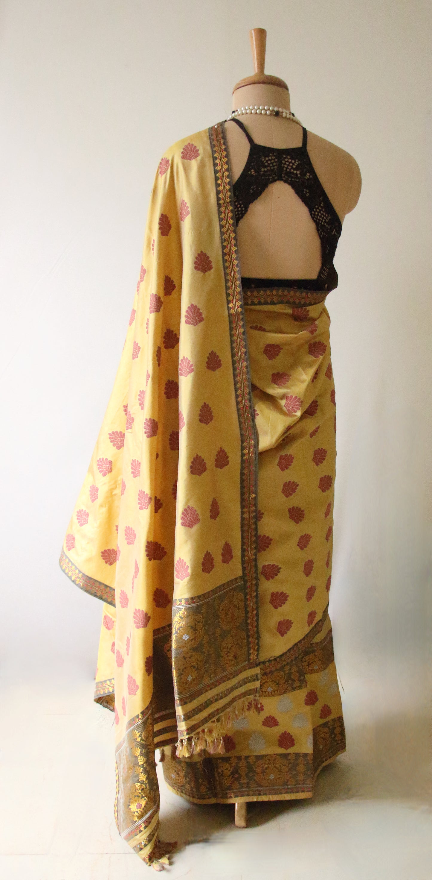 Mud Yellow Colour  Mulberry Silk Mekhela Chador Set