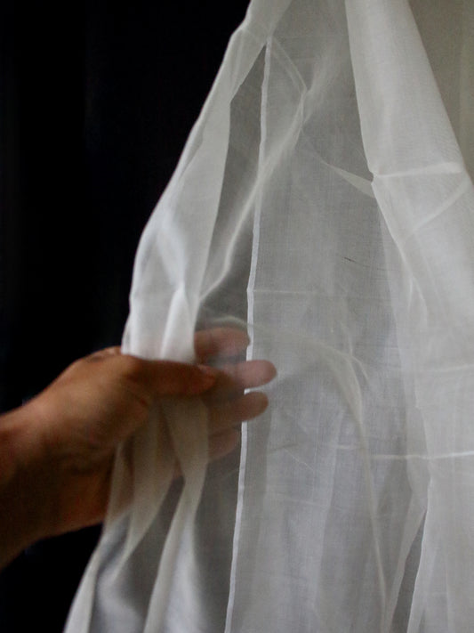 Handloom Silk Organza in Natural off White - width 45" from Assam