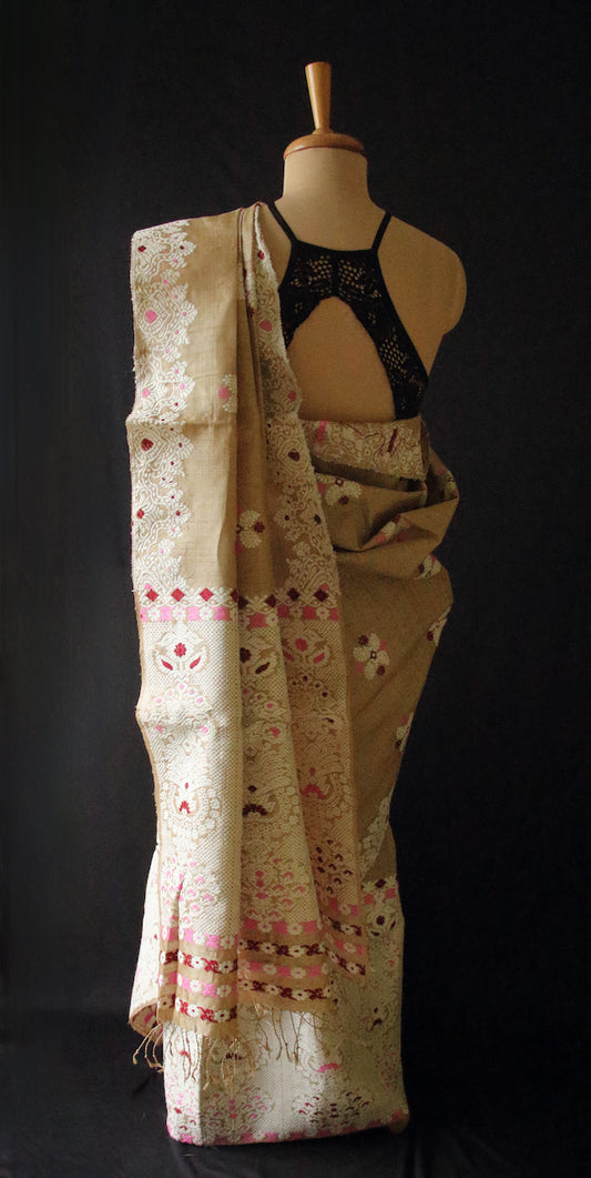 Muga Silk Traditional Mekhela Chador Set from Assam