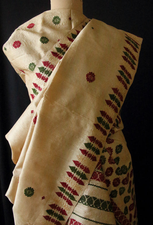 Tassar Silk by Muga Silk Mekhela Chador Set from Assam