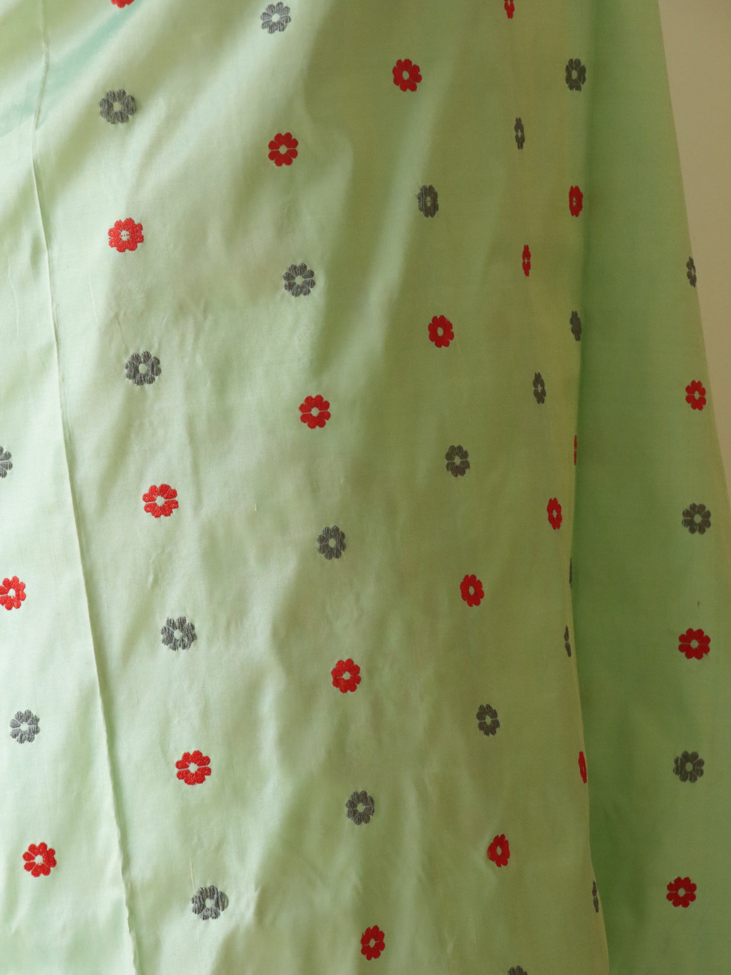 Soft Green  Mulberry Silk Mekhela Chador Set from Assam