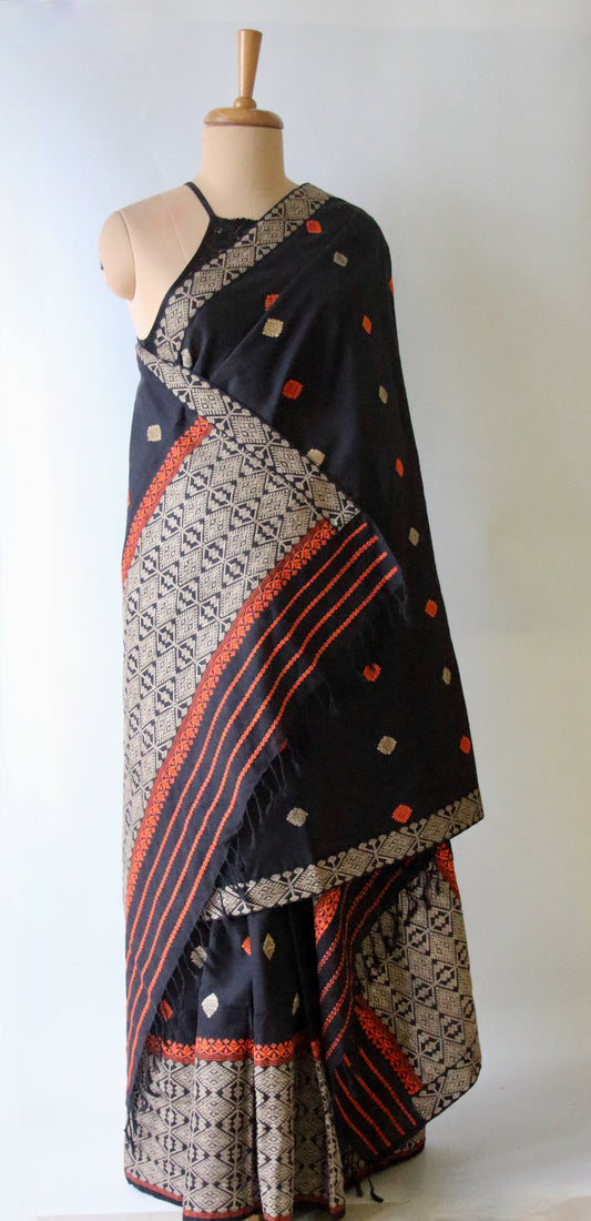 Natural Dyed Cotton Handloom Mekhela Chador Set from Assam