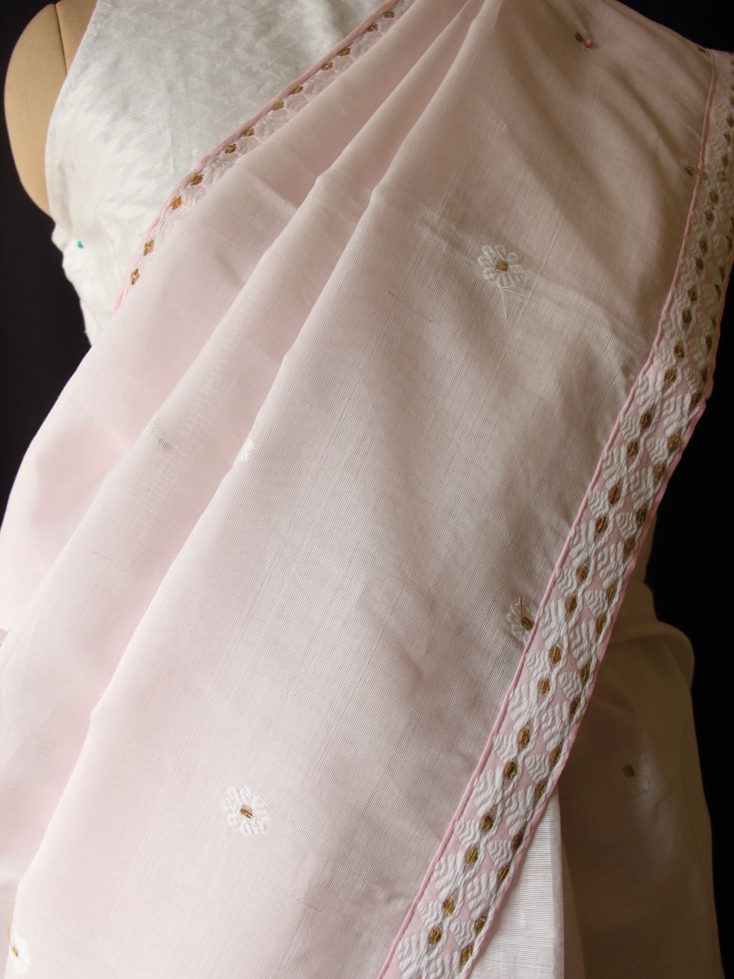 Soft Pink  Handloom Cotton Silk Saree from Assam