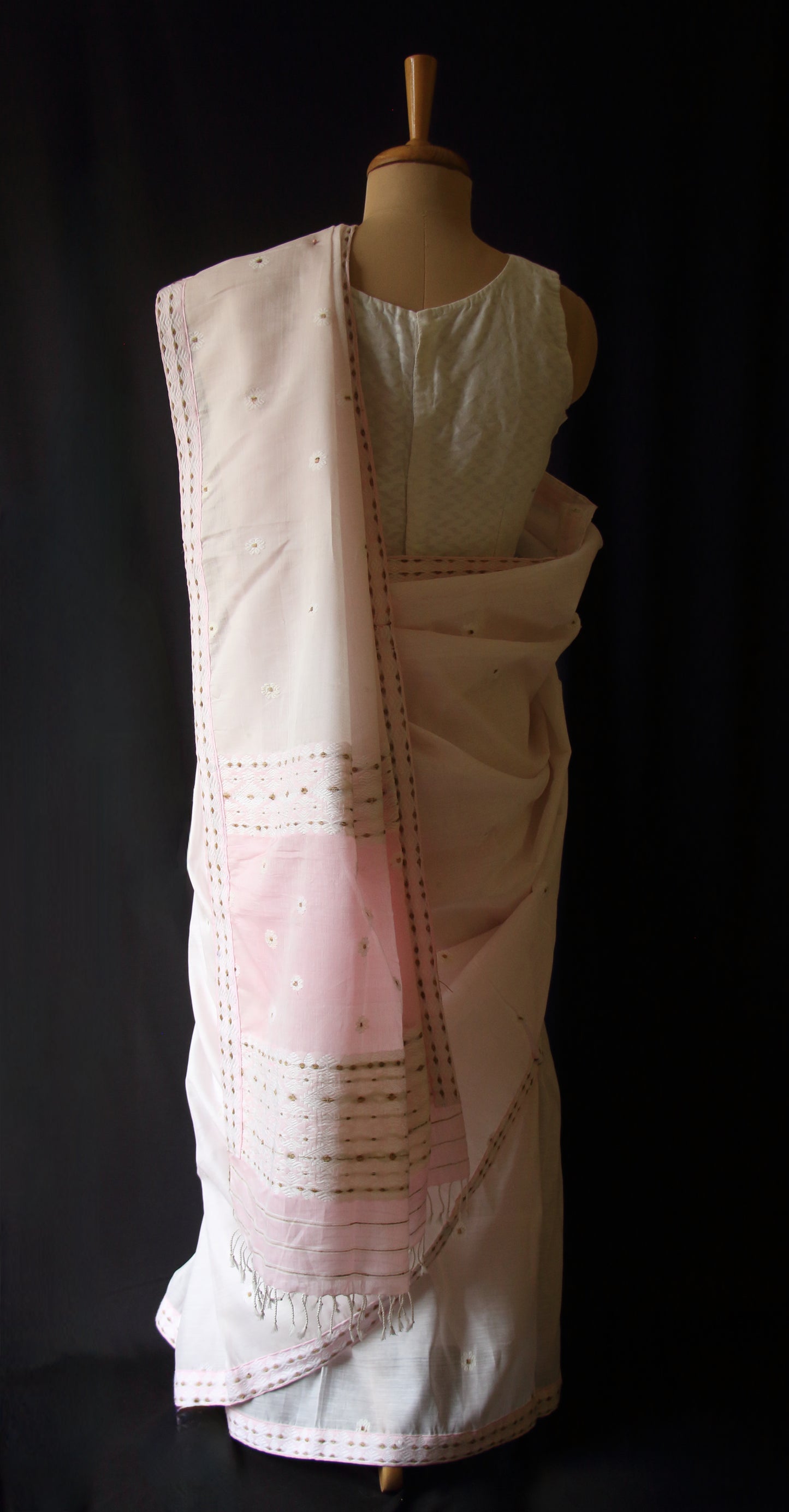 Soft Pink  Handloom Cotton Silk Saree from Assam