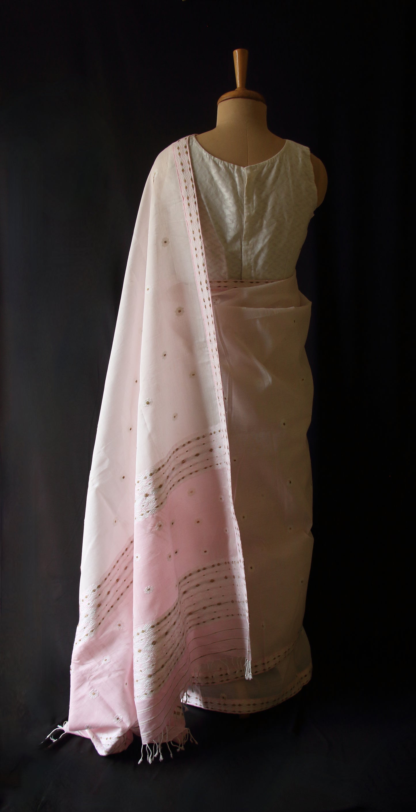 Soft Pink  Handloom Cotton Silk Saree from Assam