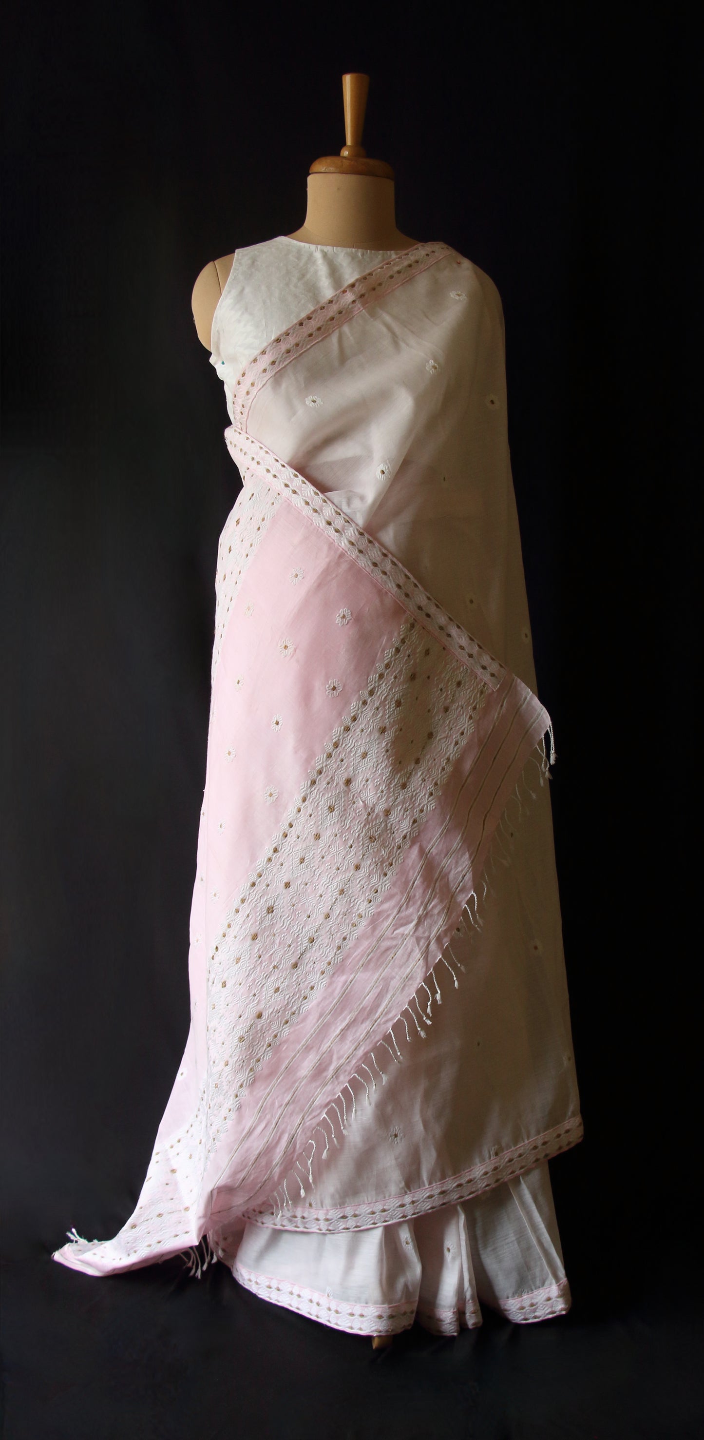 Soft Pink  Handloom Cotton Silk Saree from Assam