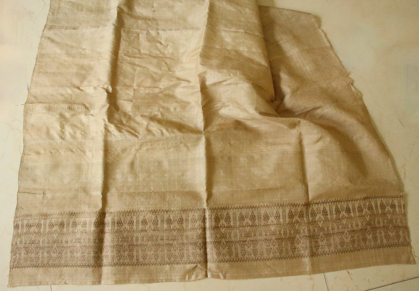 Authentic Muga Silk Mekhela Chador Set from Assam