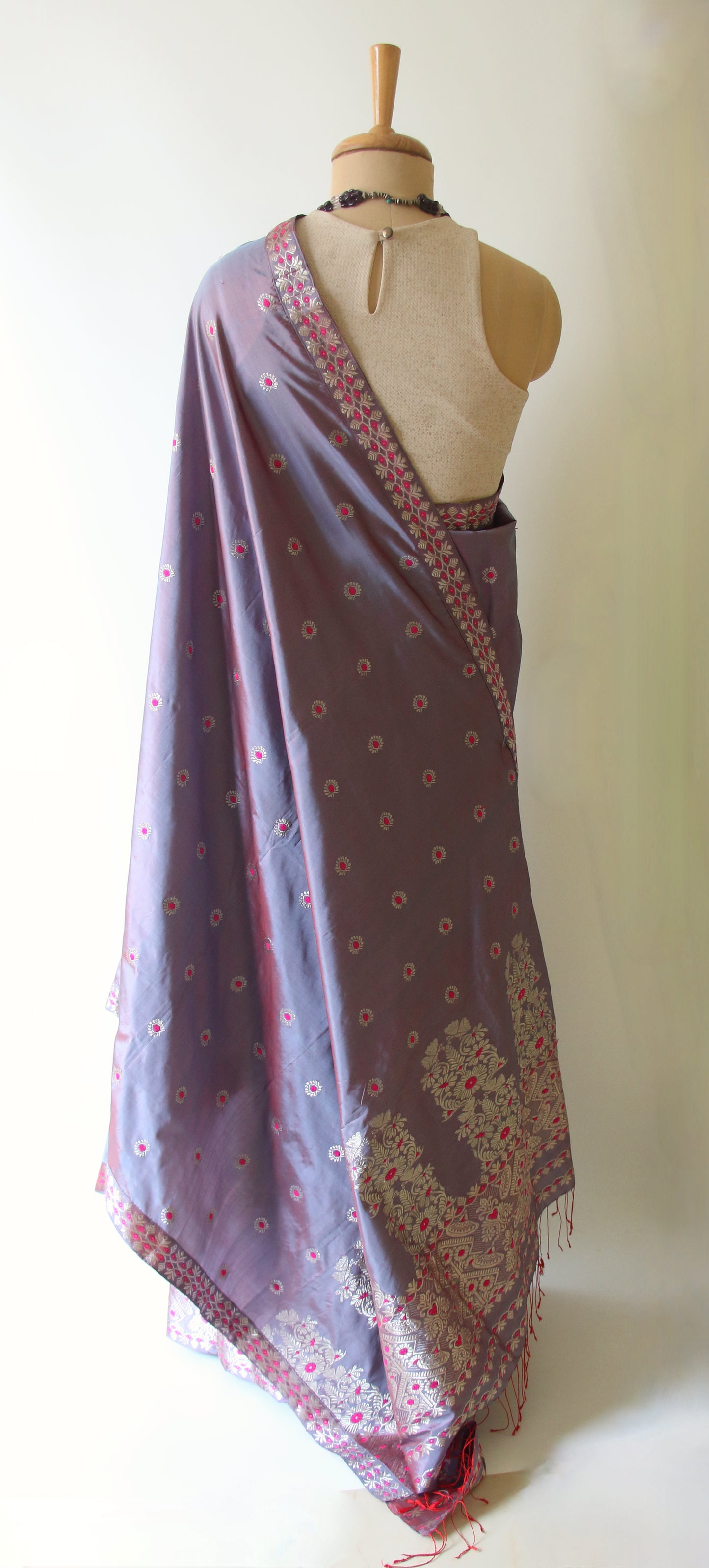 Two Tone  Purple Mulberry Silk Mekhela Chador Set