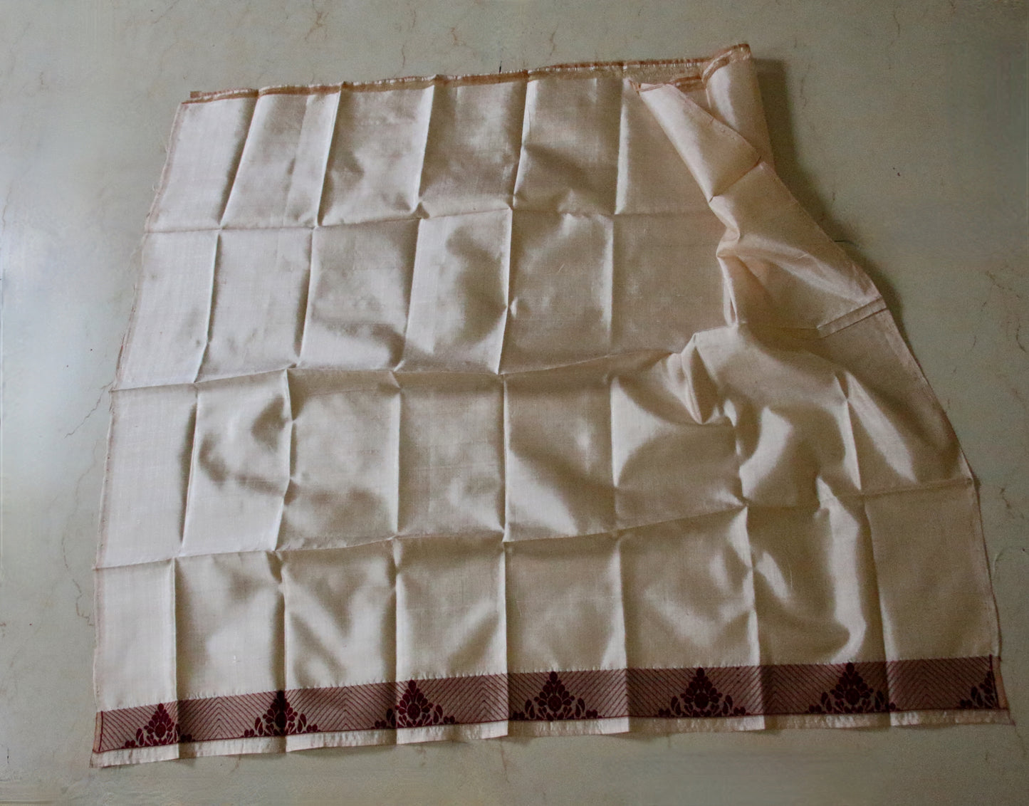 Soft Golden Beige Silk Mekhela Chador Set from Assam