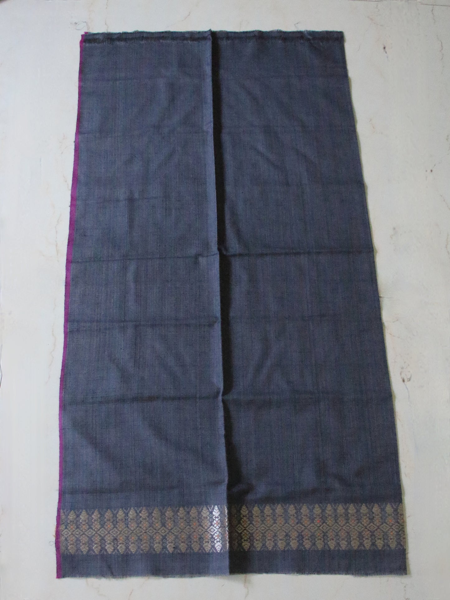Grey Natural Dyed Eri Silk Traditional Mekhela Chador Set from Assam