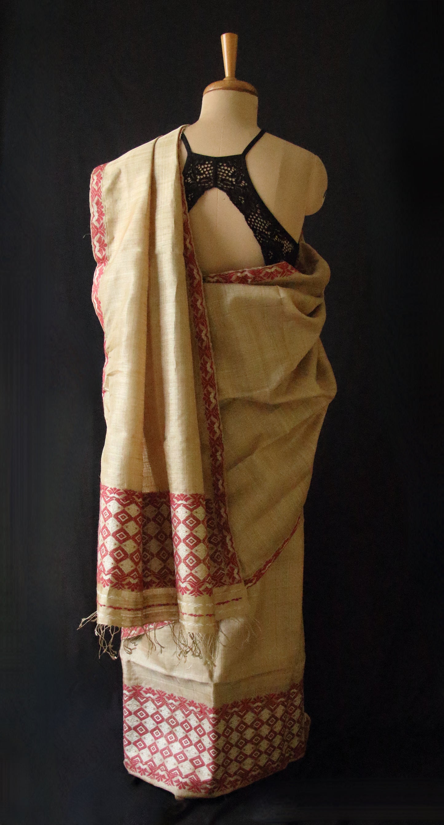 Authentic Muga Silk Traditional Mekhela Chador Set from Assam