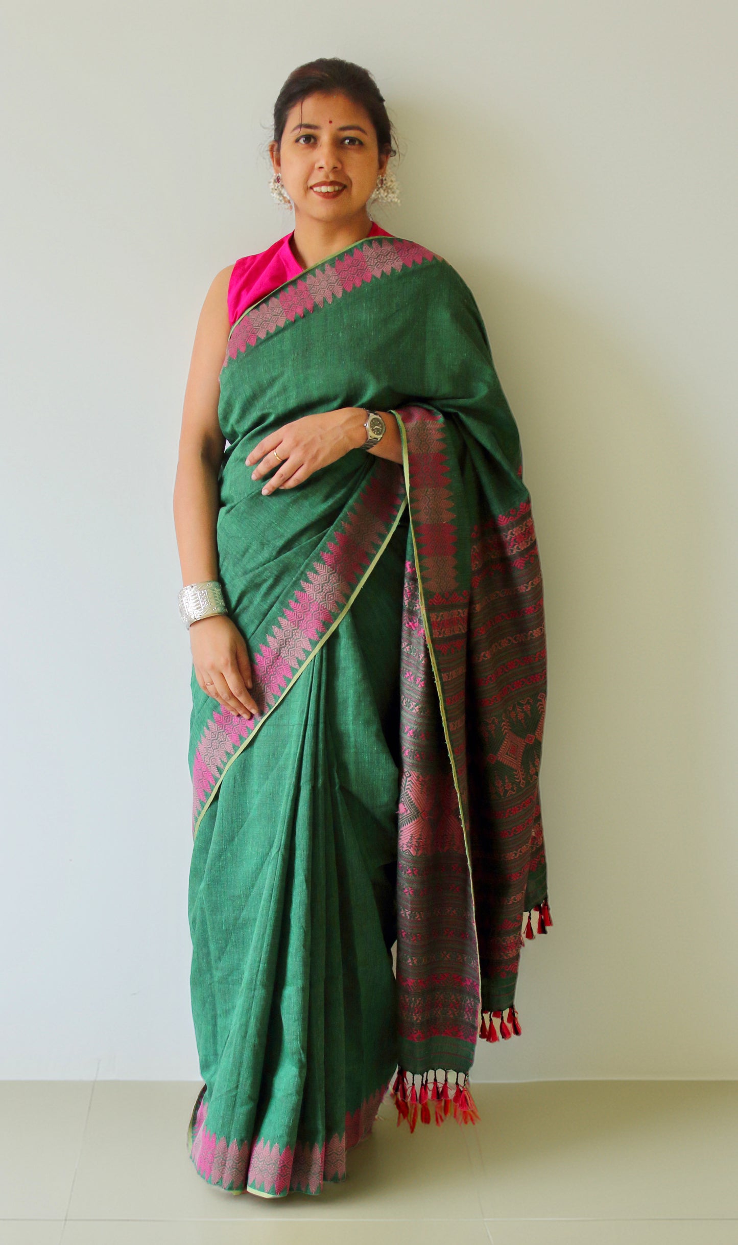 Green Modal by Eri Silk Handloom Saree from Assam
