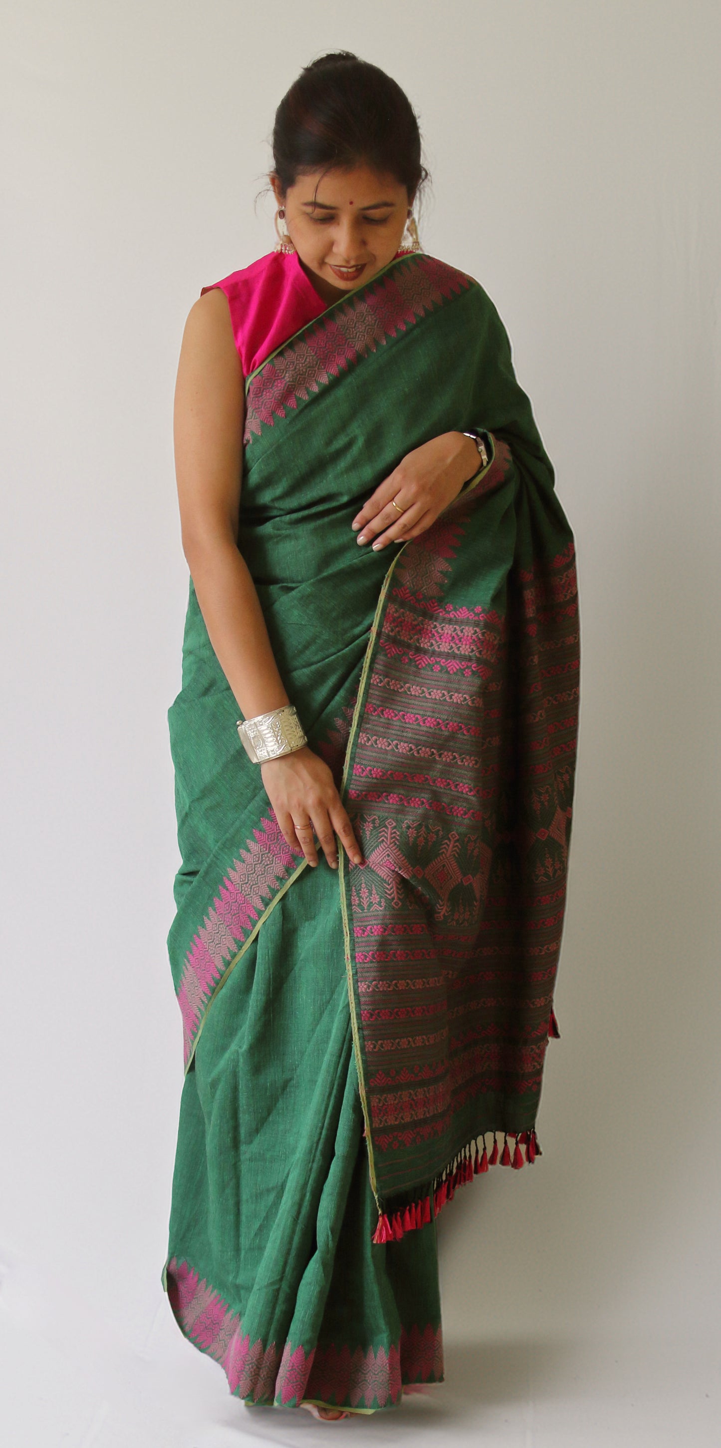 Green Modal by Eri Silk Handloom Saree from Assam