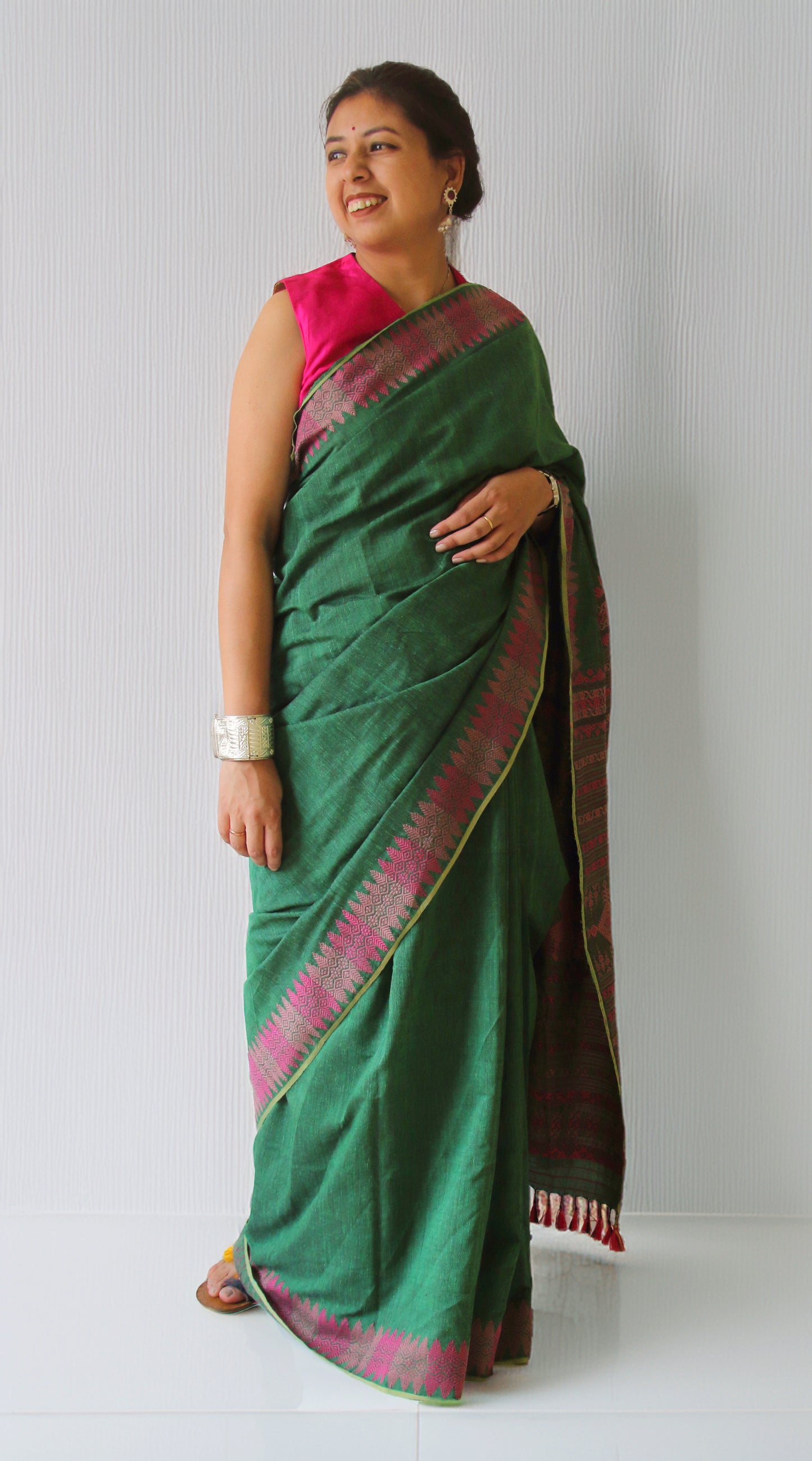 Green Modal by Eri Silk Handloom Saree from Assam
