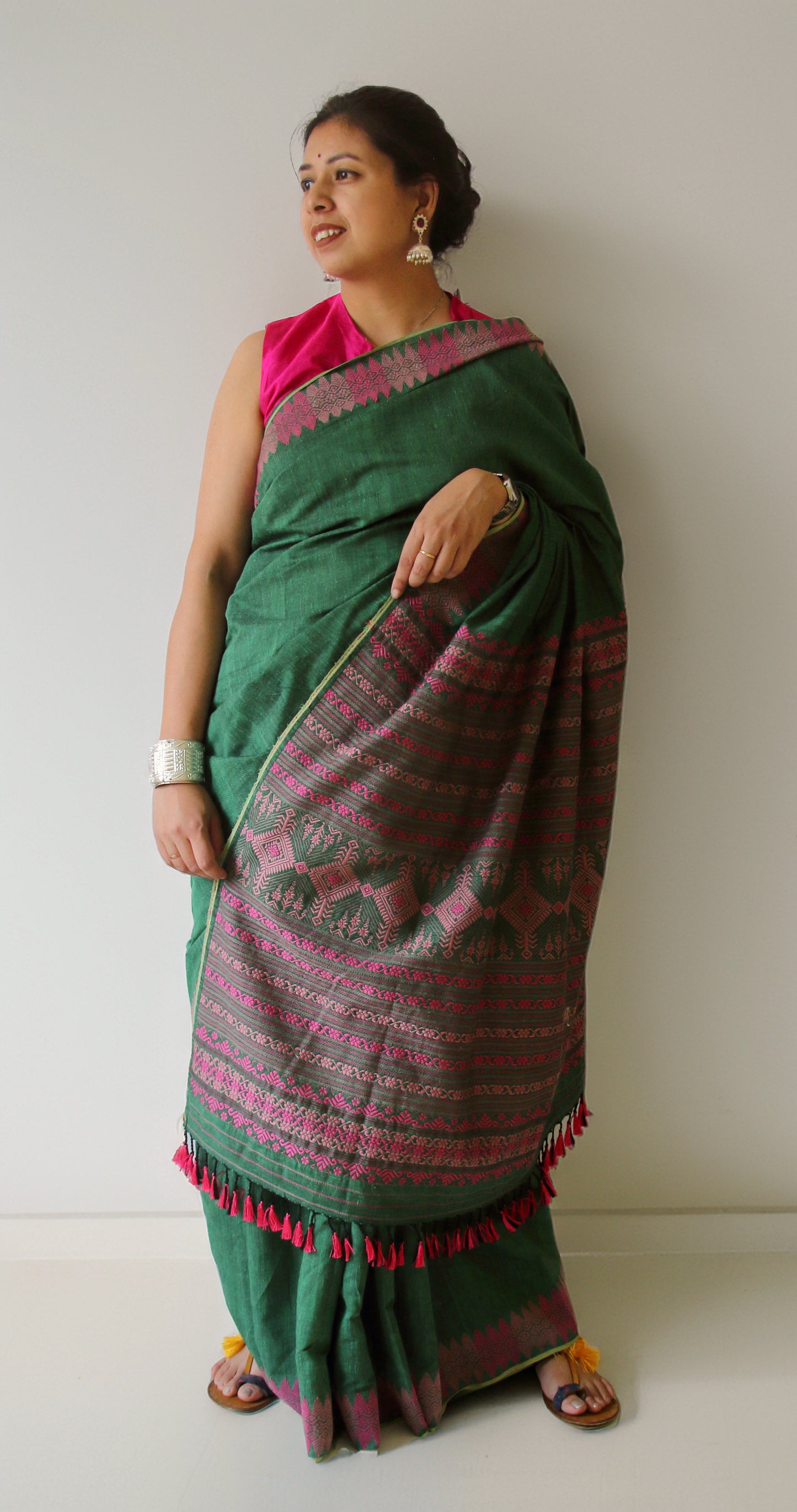 Green Modal by Eri Silk Handloom Saree from Assam