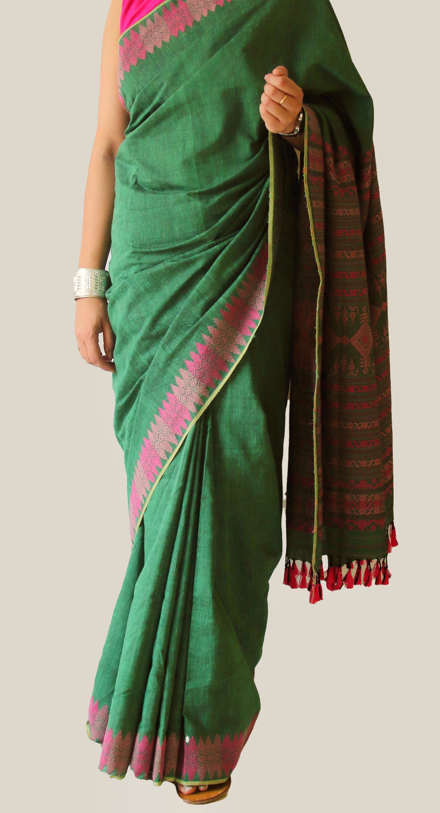 Green Modal by Eri Silk Handloom Saree from Assam