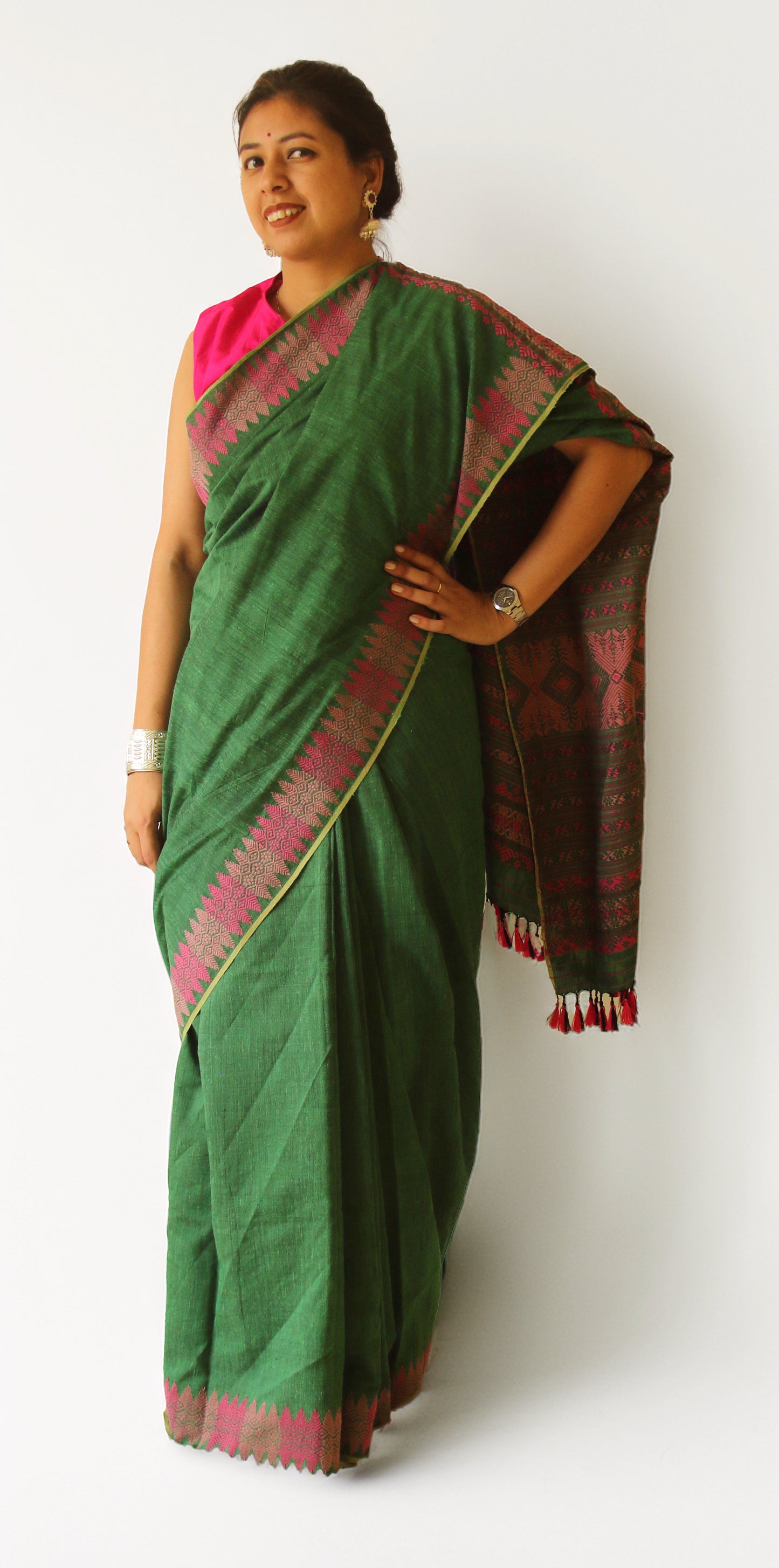 Green Modal by Eri Silk Handloom Saree from Assam