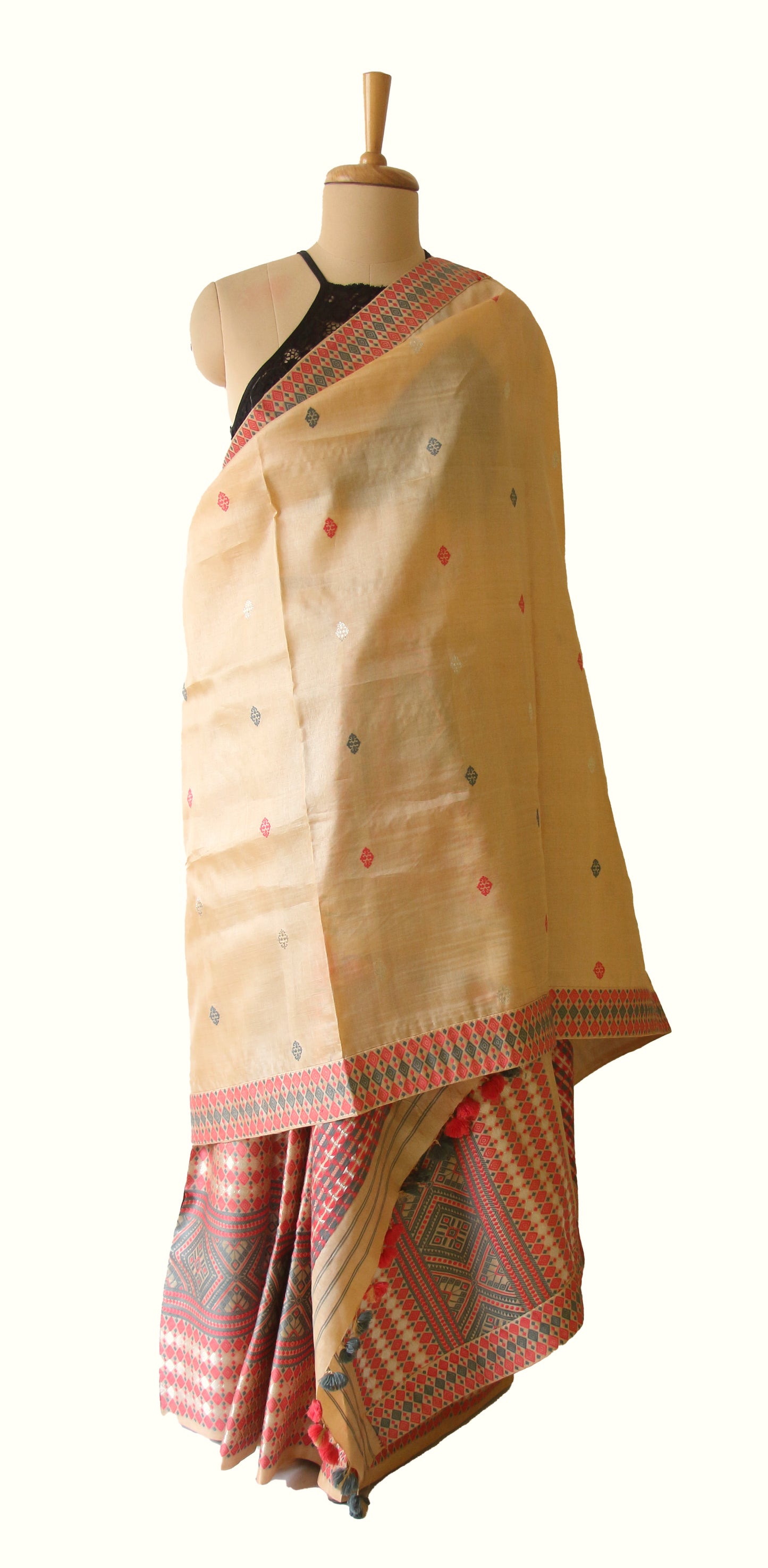 Tassar Silk Handloom Mekhla Chador Set from Assam