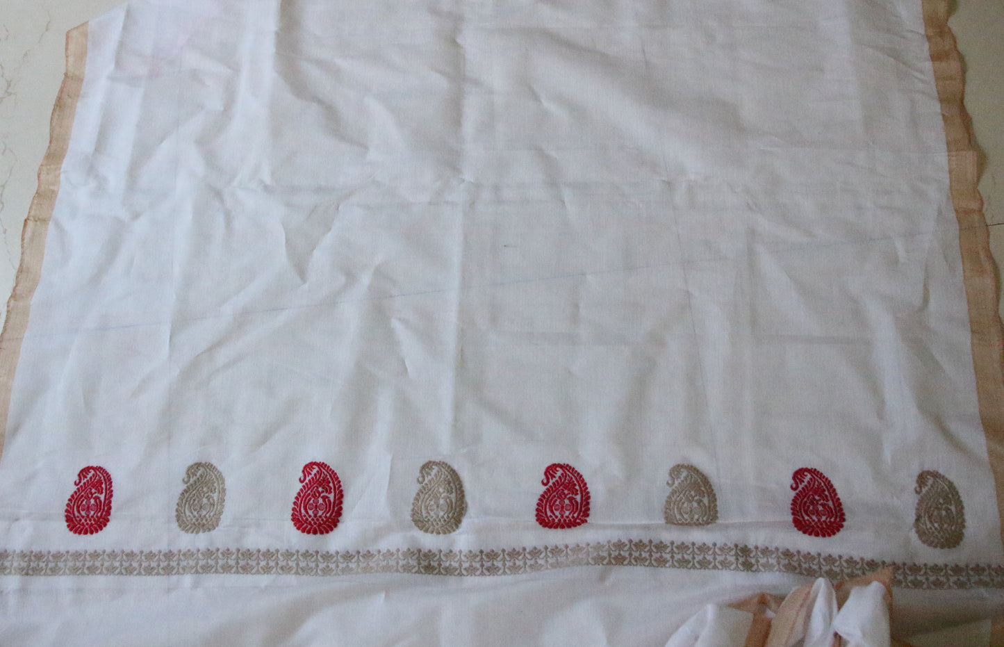 Natural Off White Handloom Cotton Silk Saree from Assam