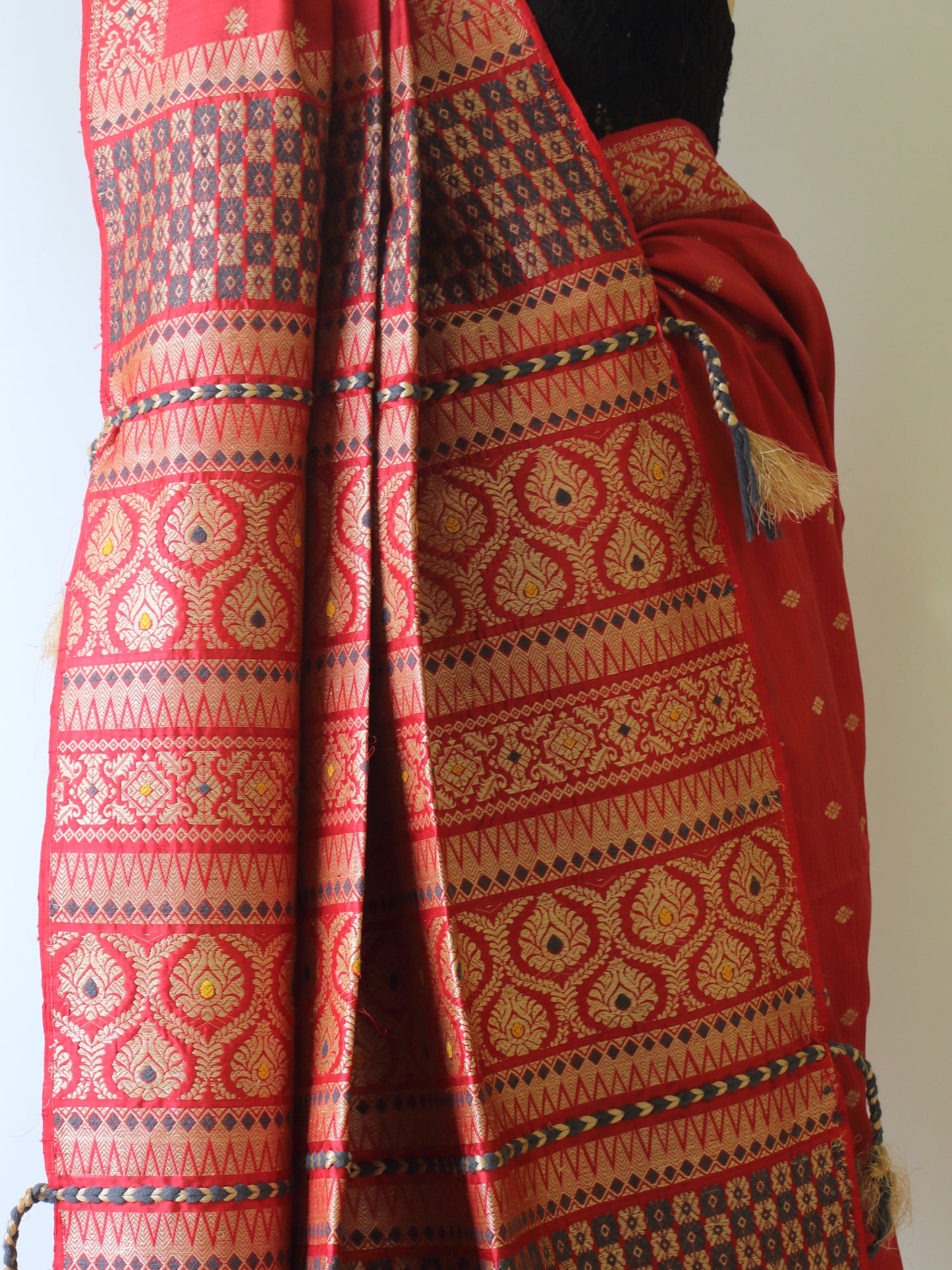 Exclusive Red Natural Dyed Mulberry Silk Saree from Assam
