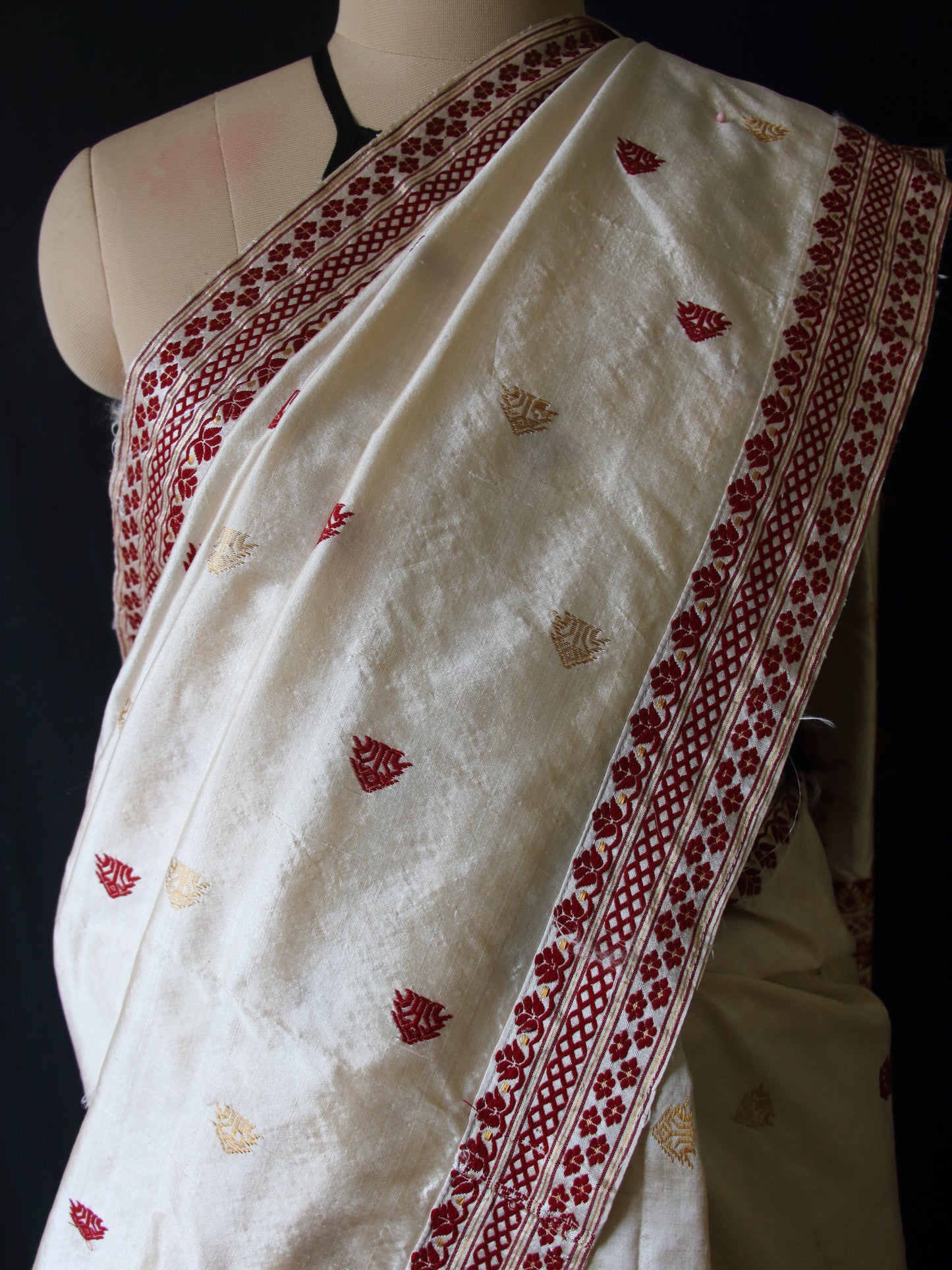 Light Golden Handloom Tassar by Mulberry silk Saree from Assam ,