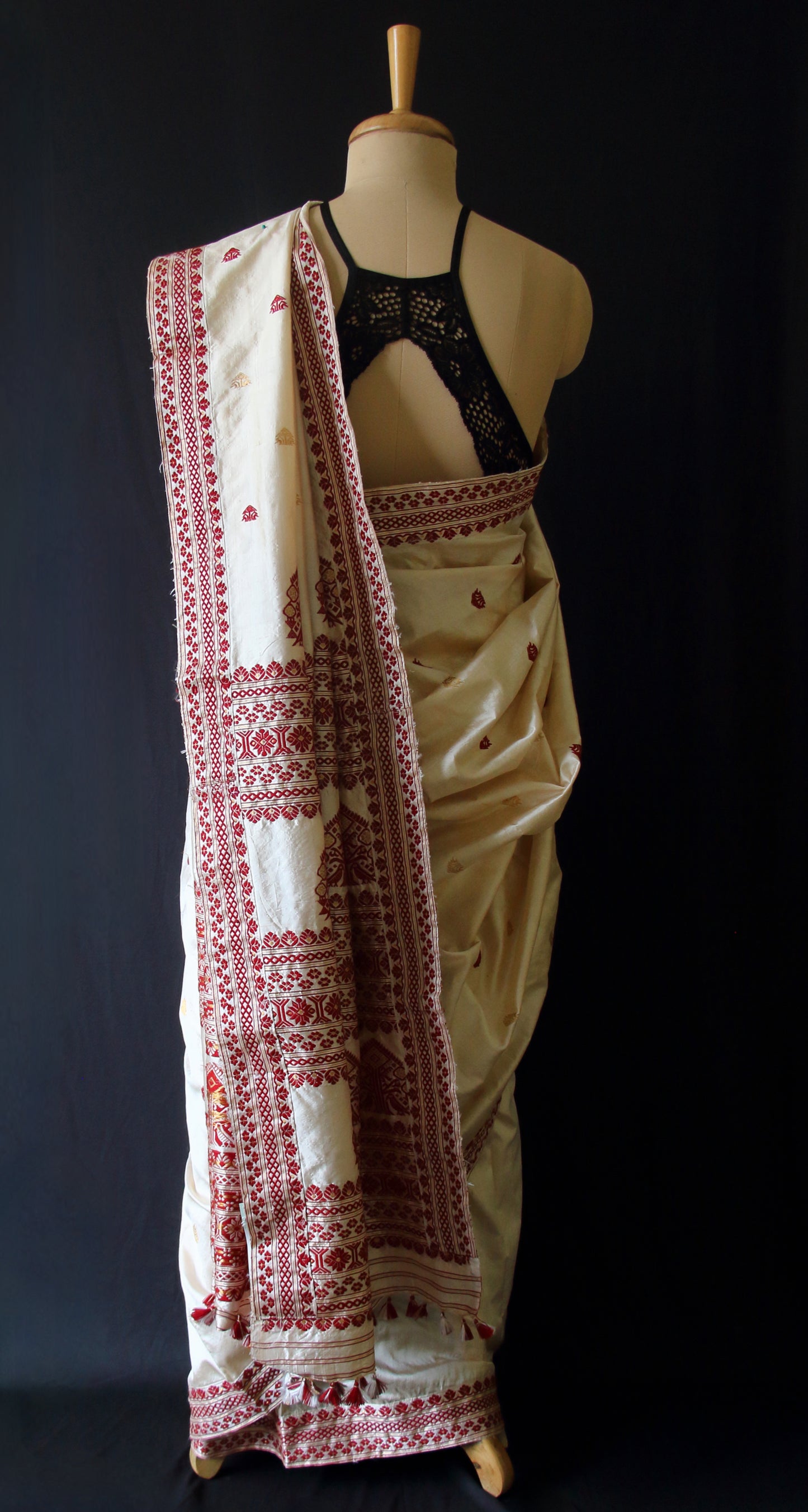 Light Golden Handloom Tassar by Mulberry silk Saree from Assam ,