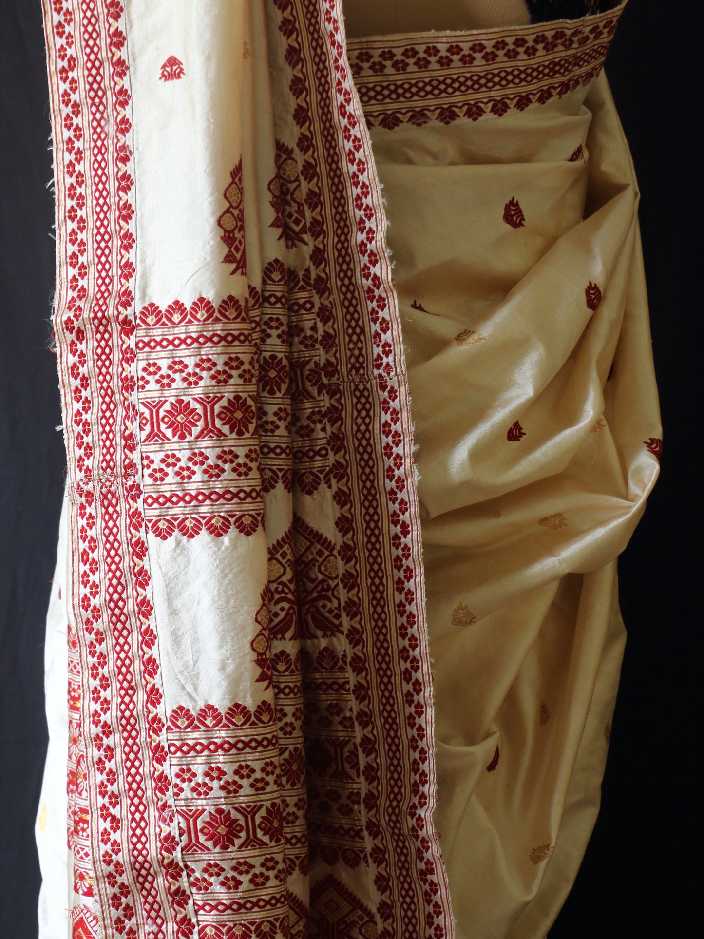 Light Golden Handloom Tassar by Mulberry silk Saree from Assam ,