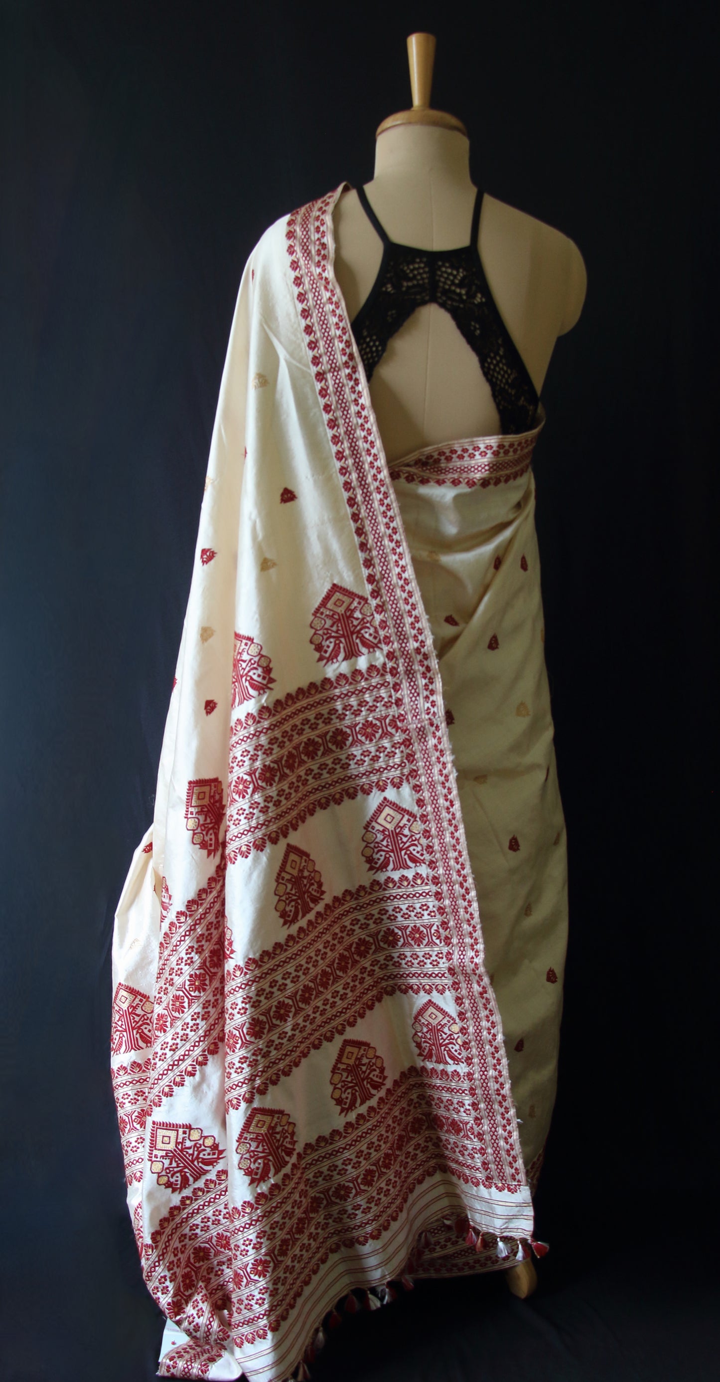 Light Golden Handloom Tassar by Mulberry silk Saree from Assam ,