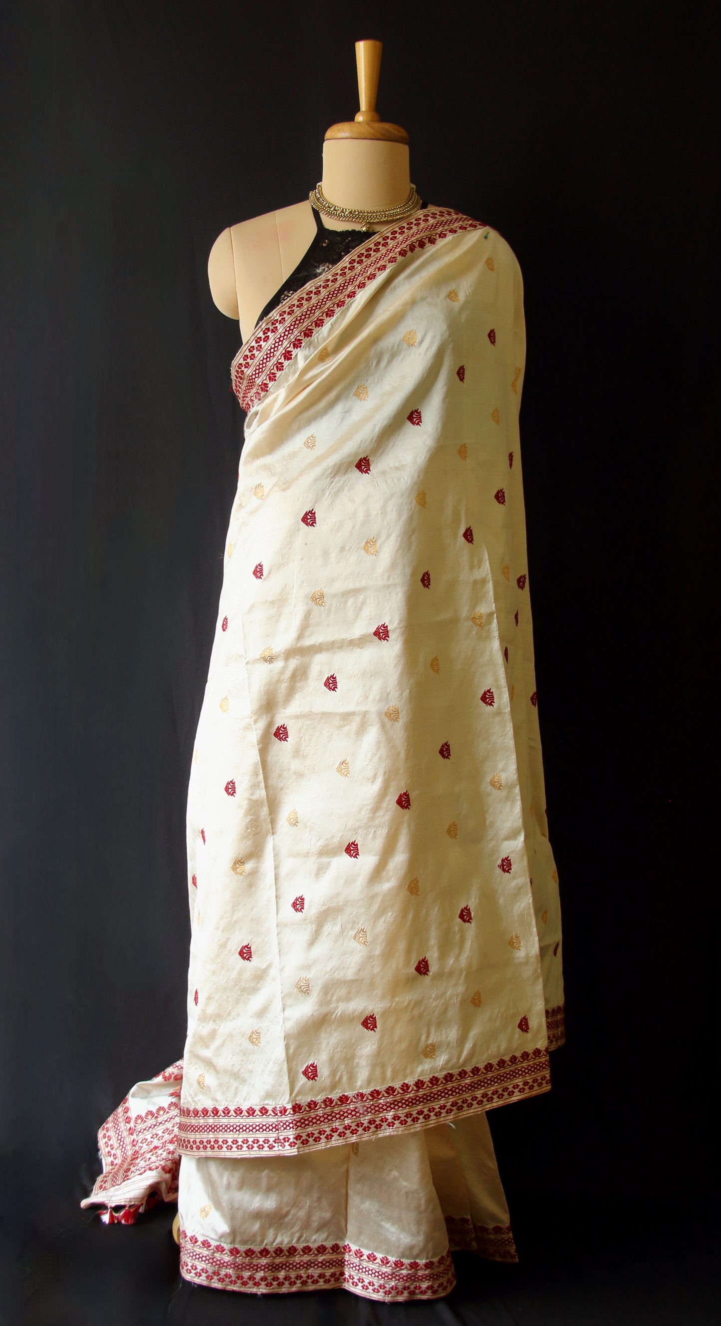 Light Golden Handloom Tassar by Mulberry silk Saree from Assam ,